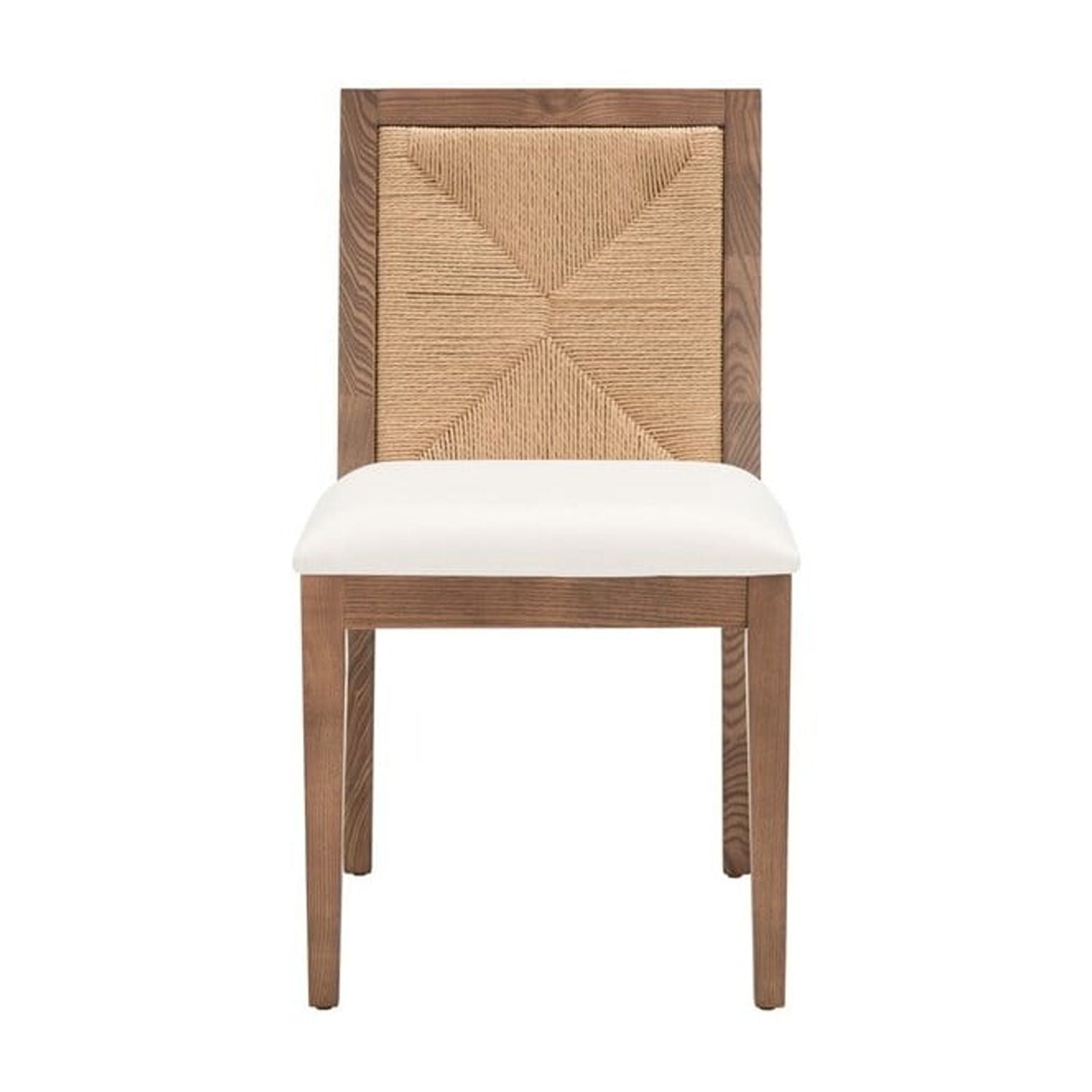 SAFAVIEH Couture Emilio Modern Linen Solid Dining Chair, Walnut/Natural (Set of 2)