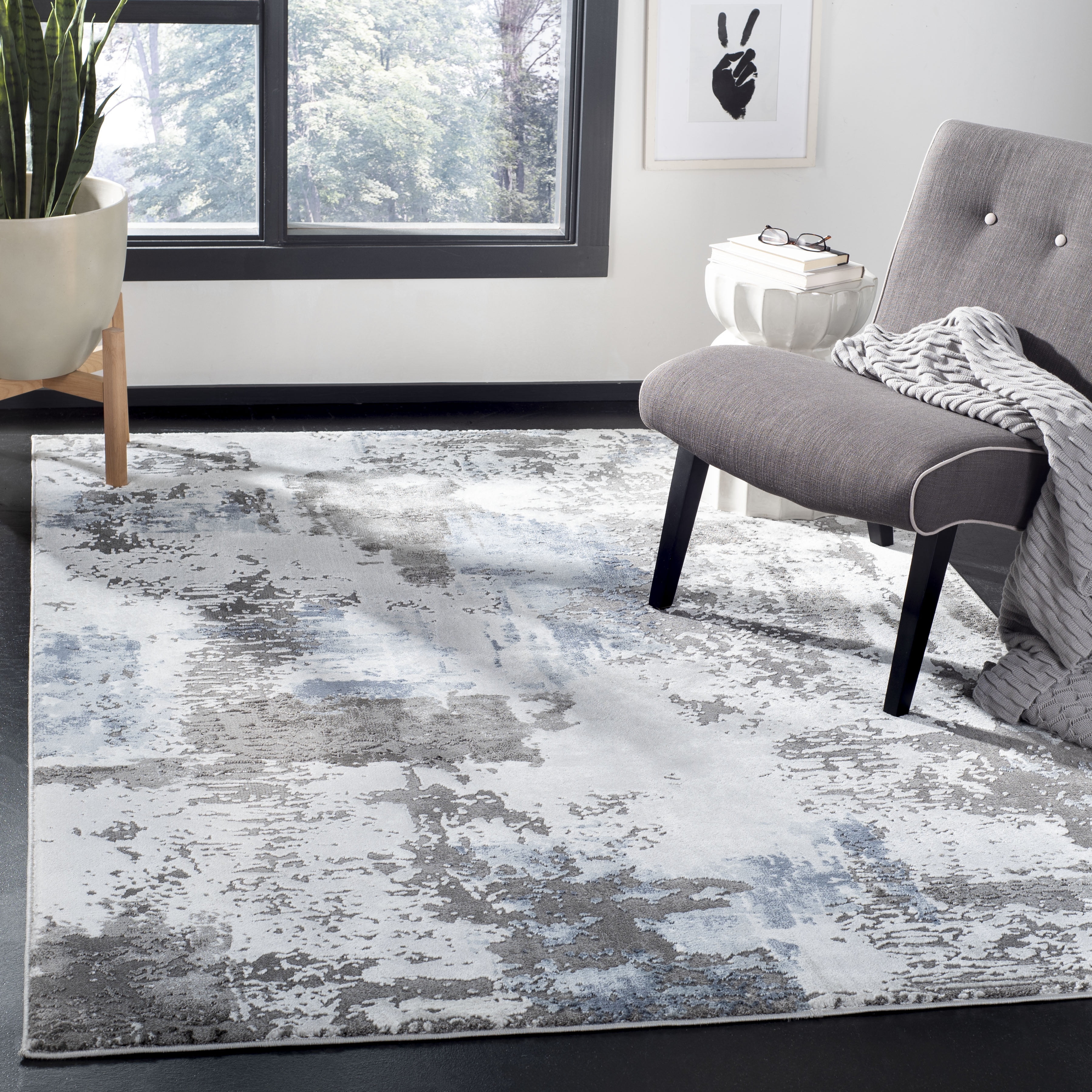 SAFAVIEH Craft Constantine Abstract Area Rug, Grey/Dark Grey, 5'3" x 7'6"