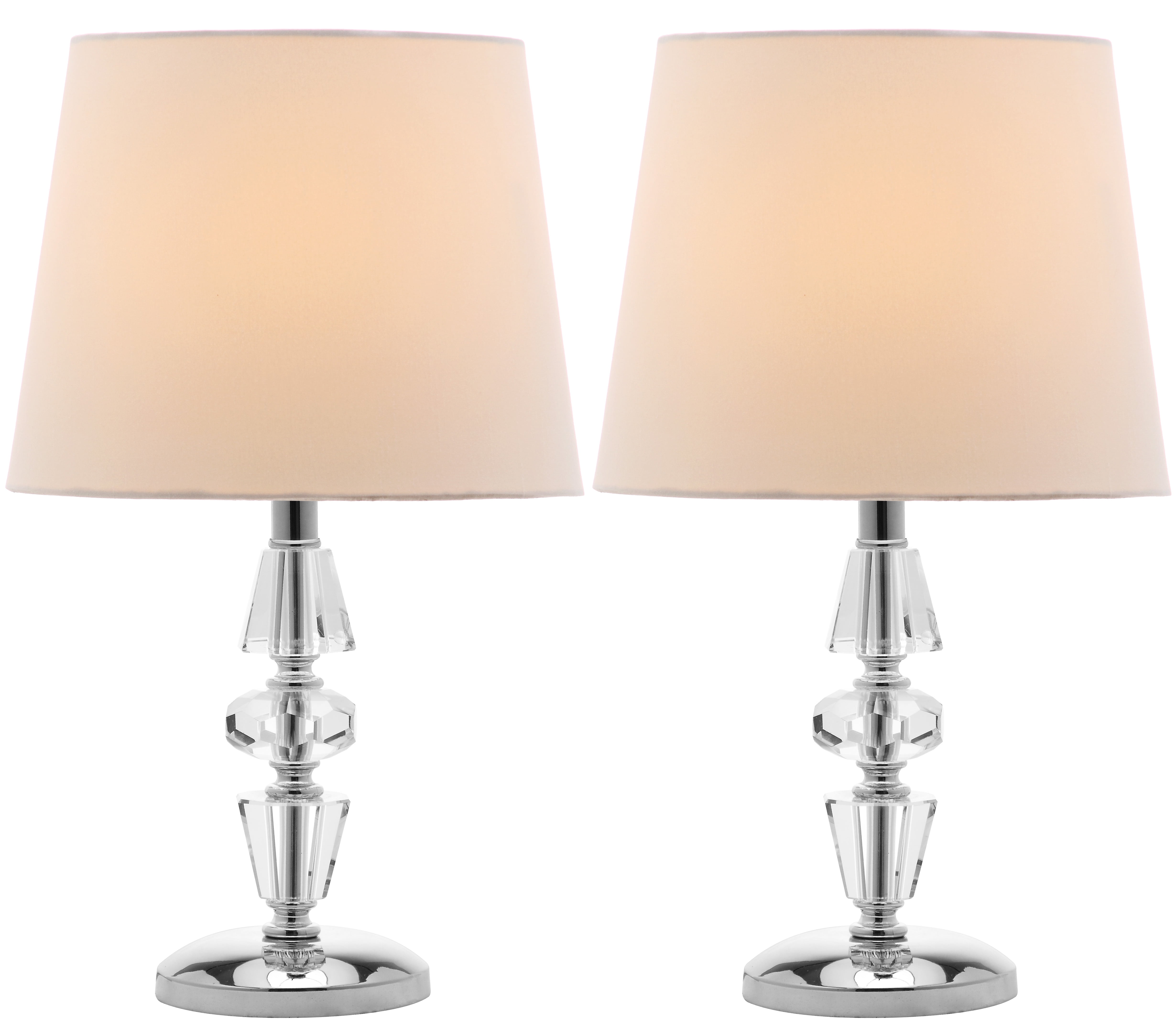 SAFAVIEH Crescendo 16 in. Crystal Table Lamp w/Off-White Polyester Shade, Set of 2