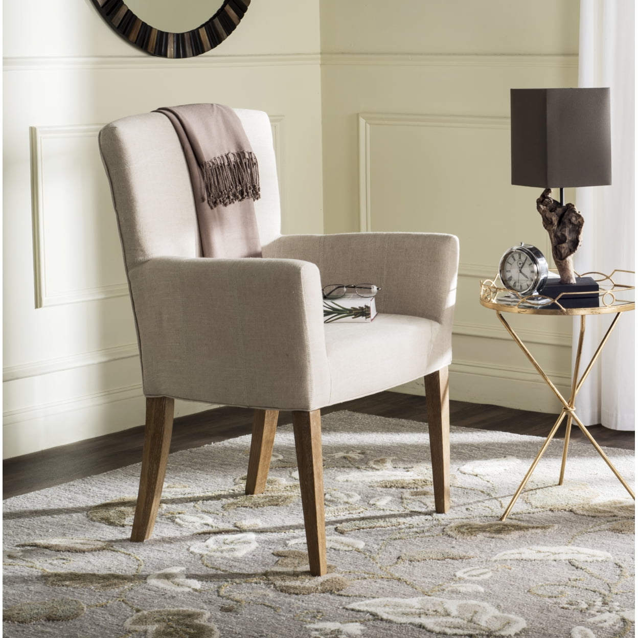 SAFAVIEH Dale Classic Solid Arm Chair, Hemp
