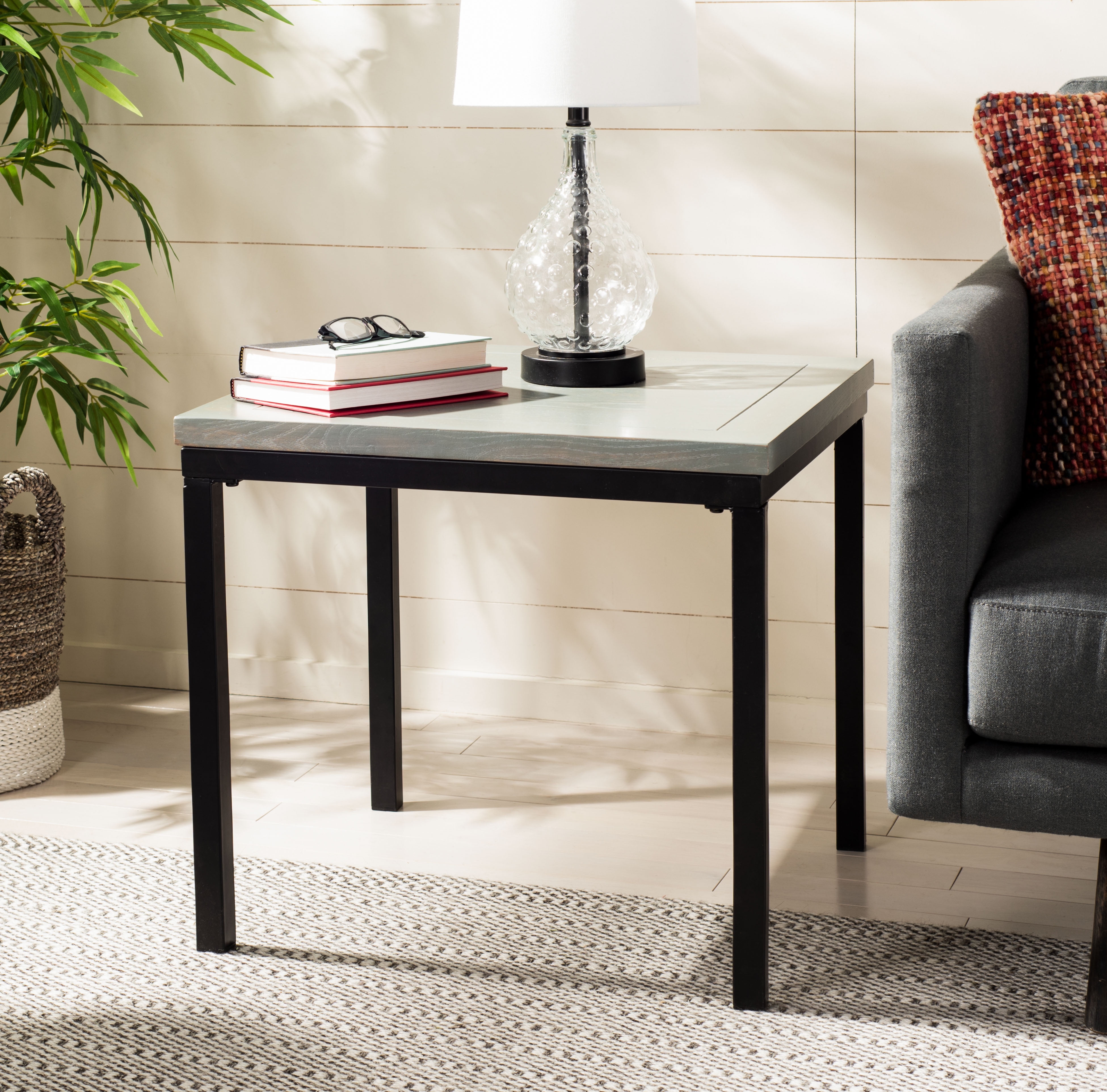 SAFAVIEH Dennis Transitional Wood Side Table, French Gray