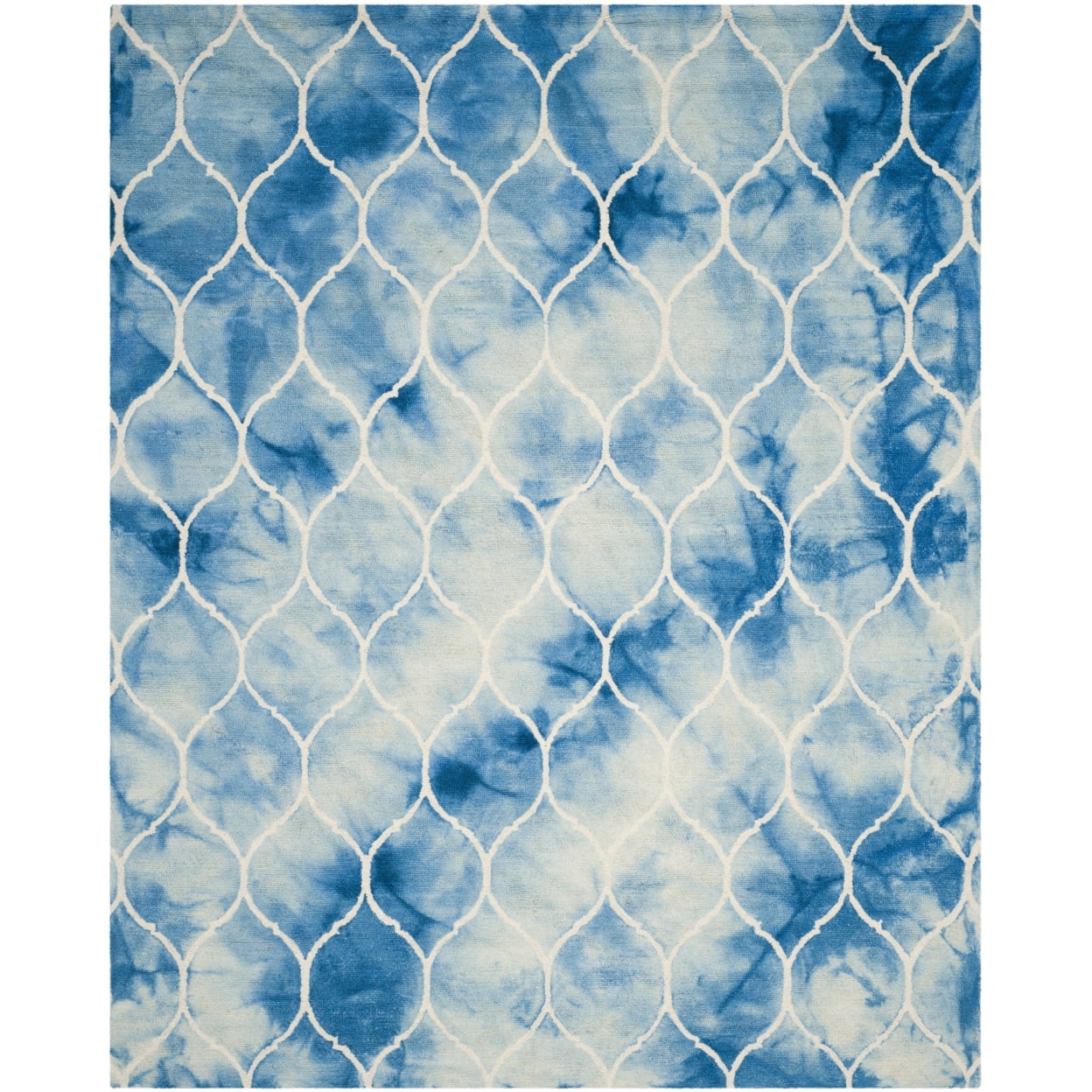 SAFAVIEH Dip Dye Christabella Overdyed Geometric Area Rug, Blue/Ivory, 4' x 6'