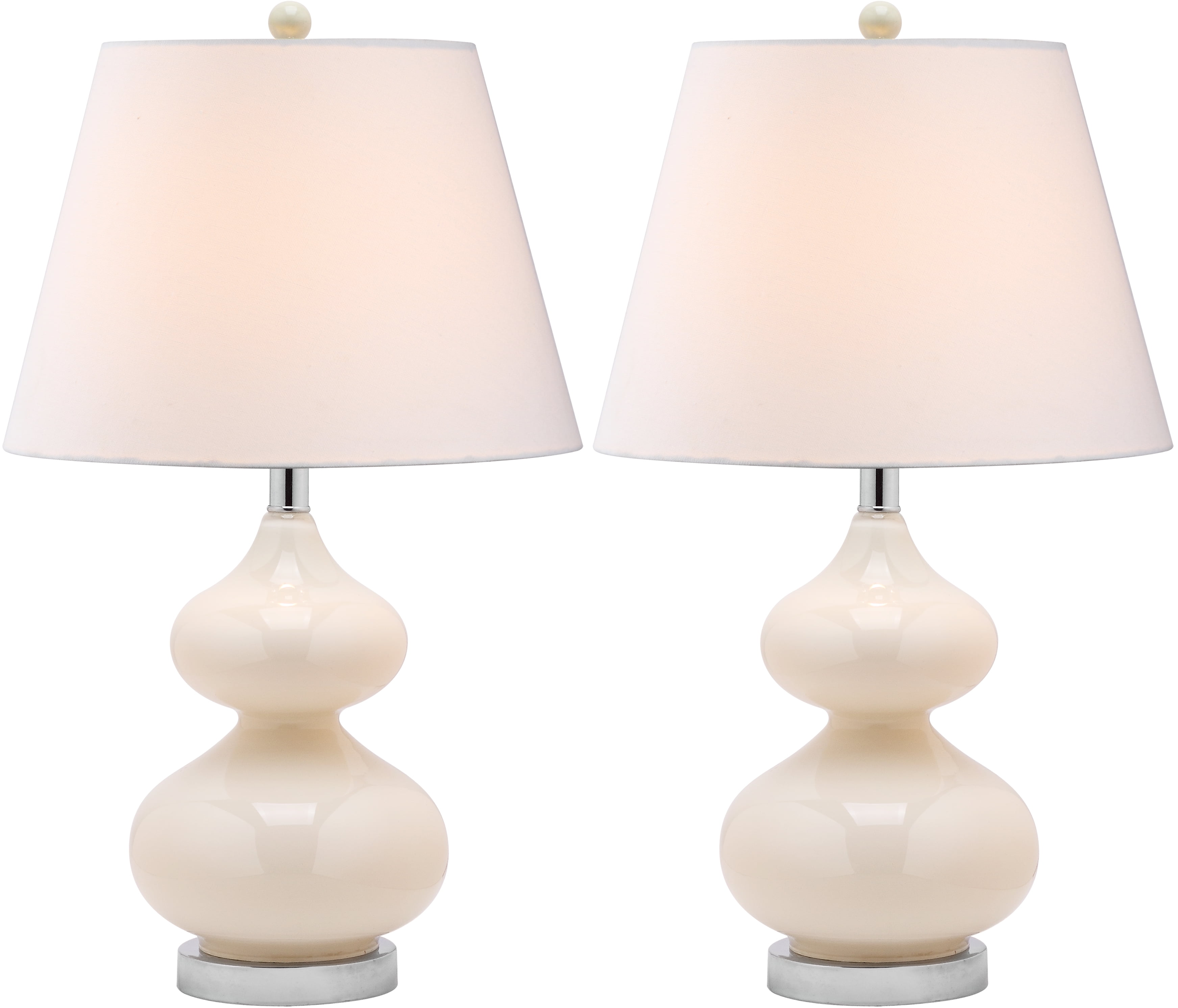 SAFAVIEH Eva 24 in. Pearl Glass Table Lamp with Off-White Cotton Shade, Set of 2