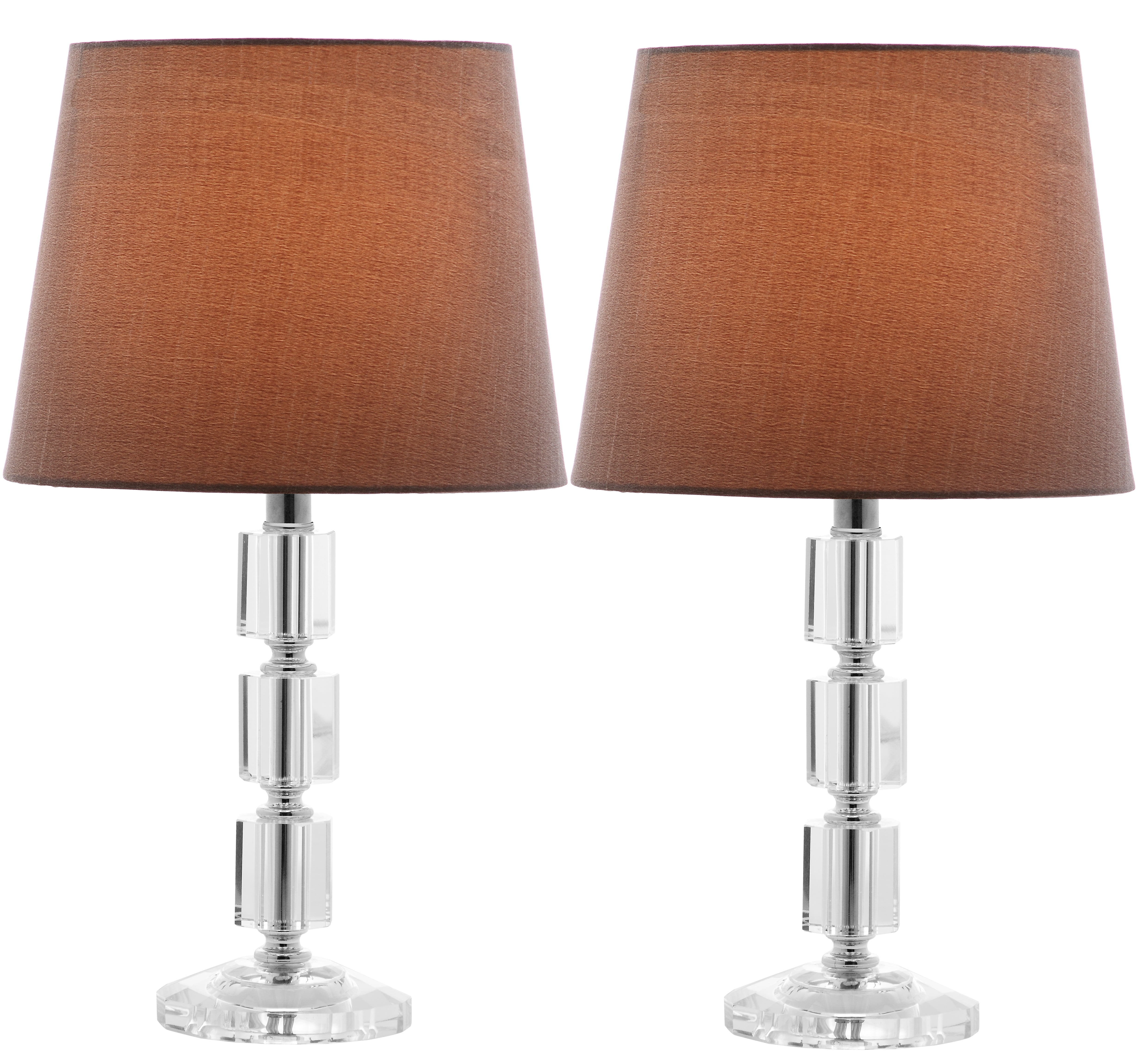 SAFAVIEH Erin 16 in. Crystal Table Lamp with Light Grey Polyester Shade, Set of 2