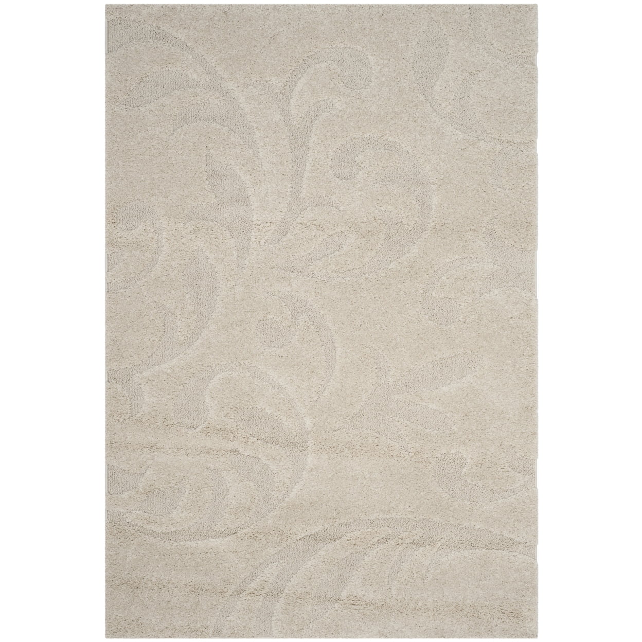 SAFAVIEH Florida Lavonne Floral Plush Shag Area Rug, Cream, 6' x 9'
