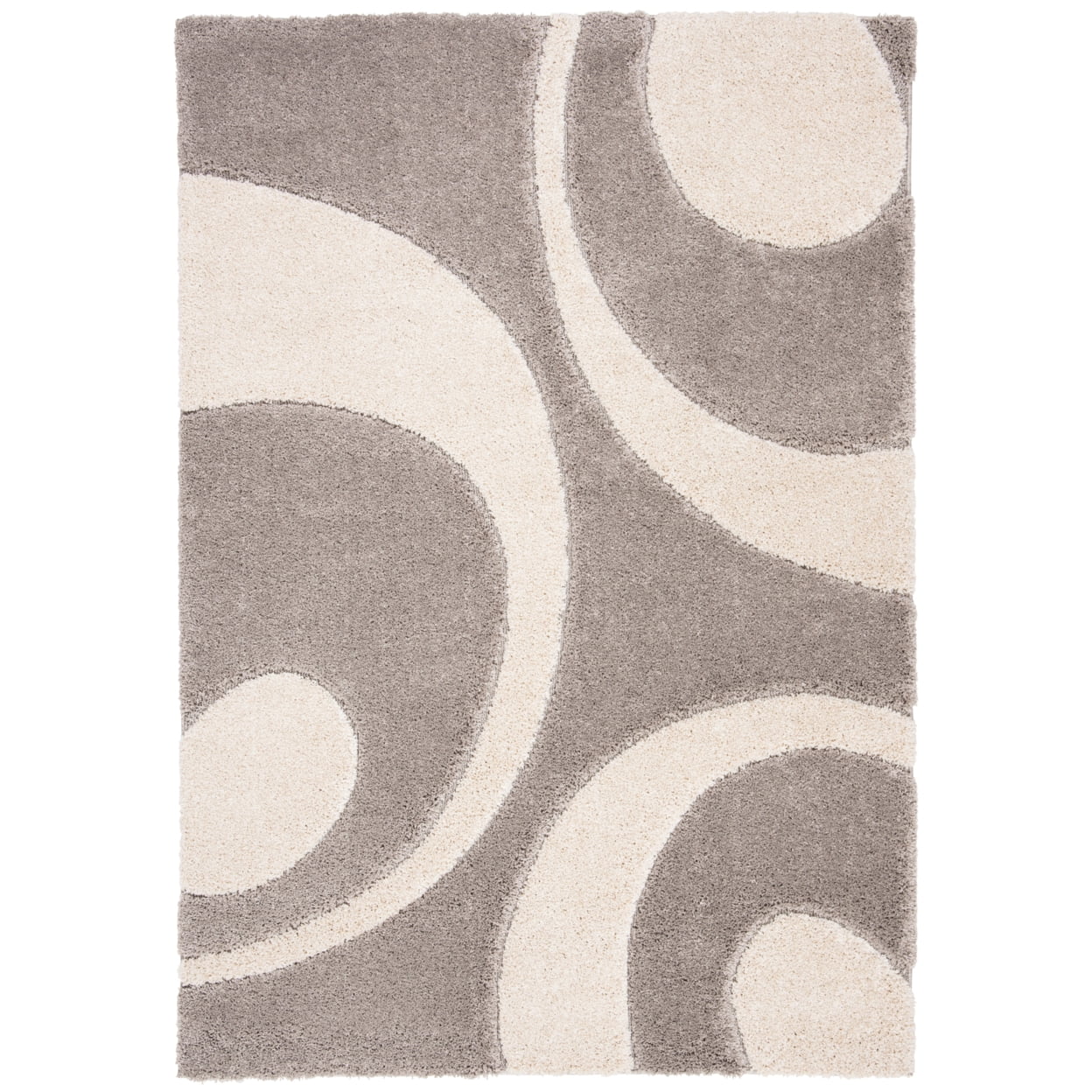 SAFAVIEH Florida Mirabelle Geometric Shag Area Rug, Grey/Ivory, 5'3" x 7'6"
