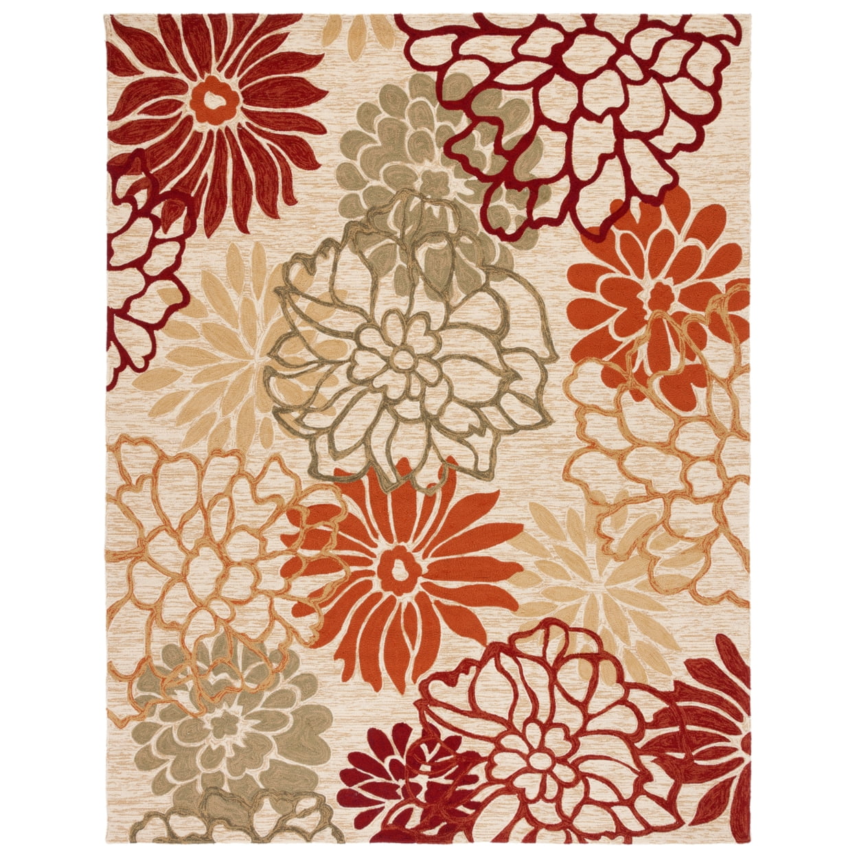 SAFAVIEH Four Seasons Emmalyn Floral Area Rug, Beige/Green, 5' x 7'