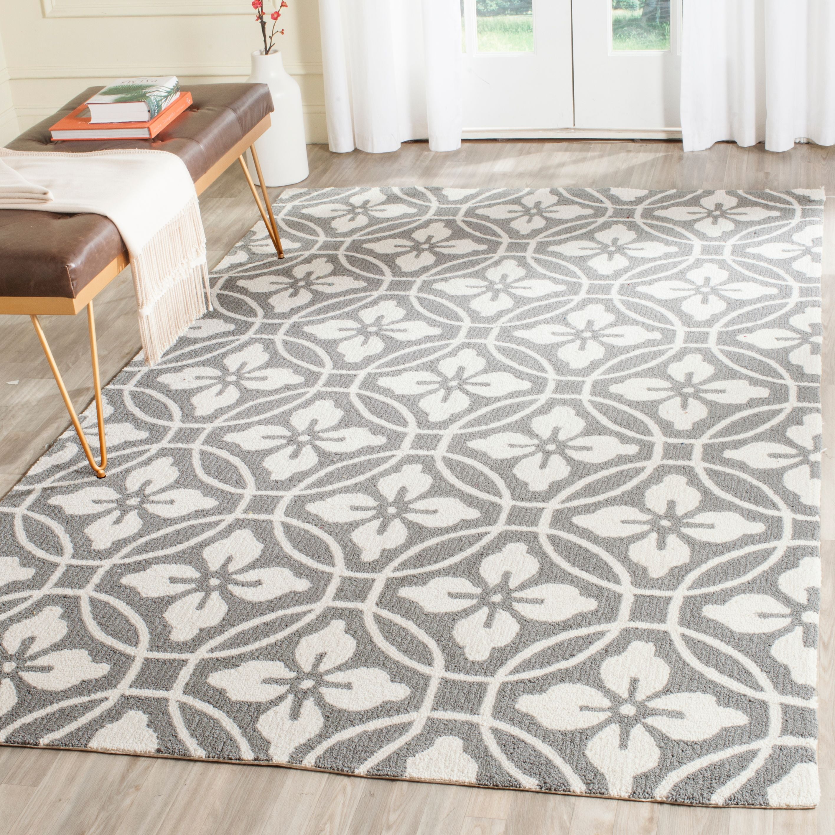 SAFAVIEH Four Seasons Lilibeth Geometric Area Rug, Grey/Ivory, 5' x 8'