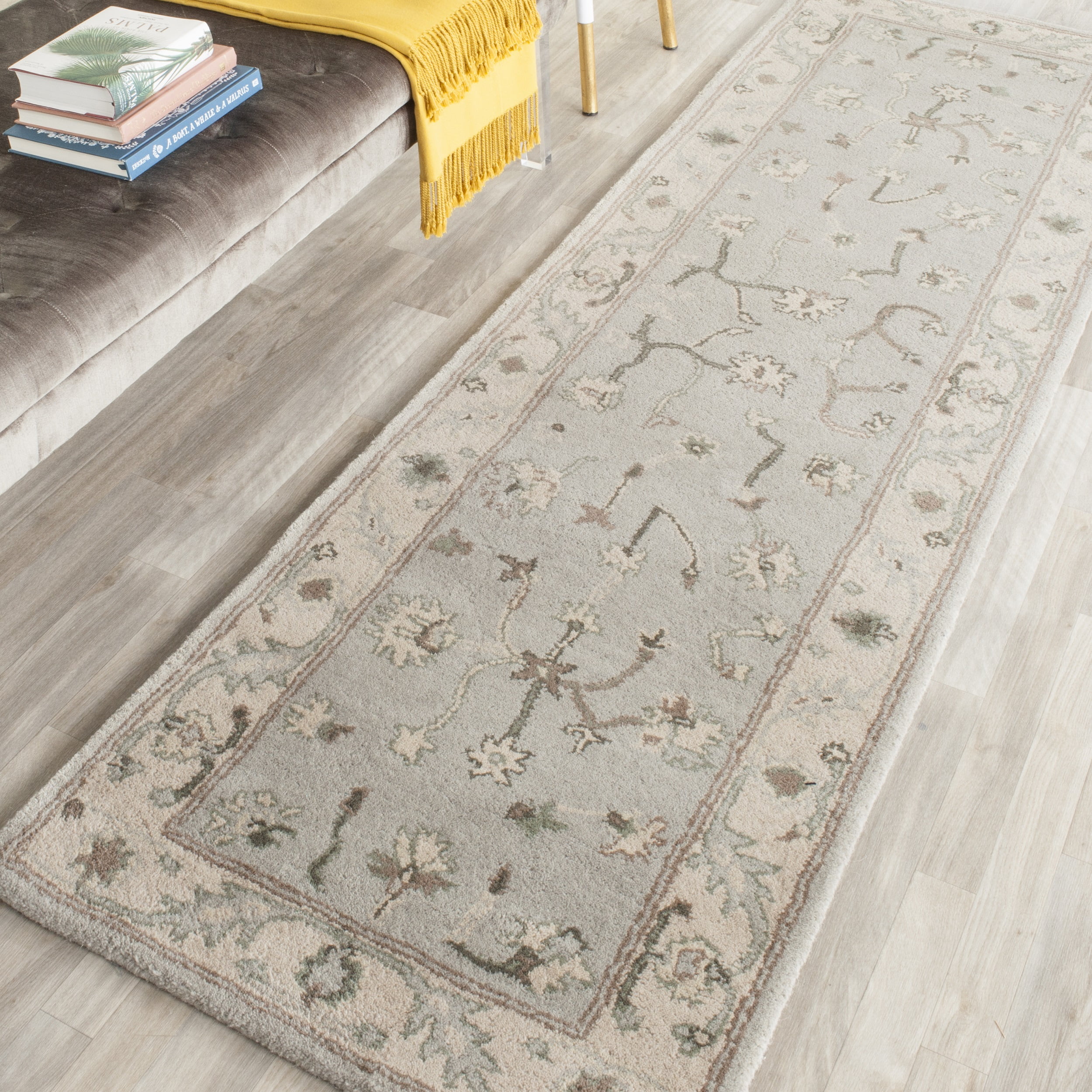 SAFAVIEH Heritage Angelle Traditional Wool Runner Rug, Beige/Grey, 2'3" x 12'