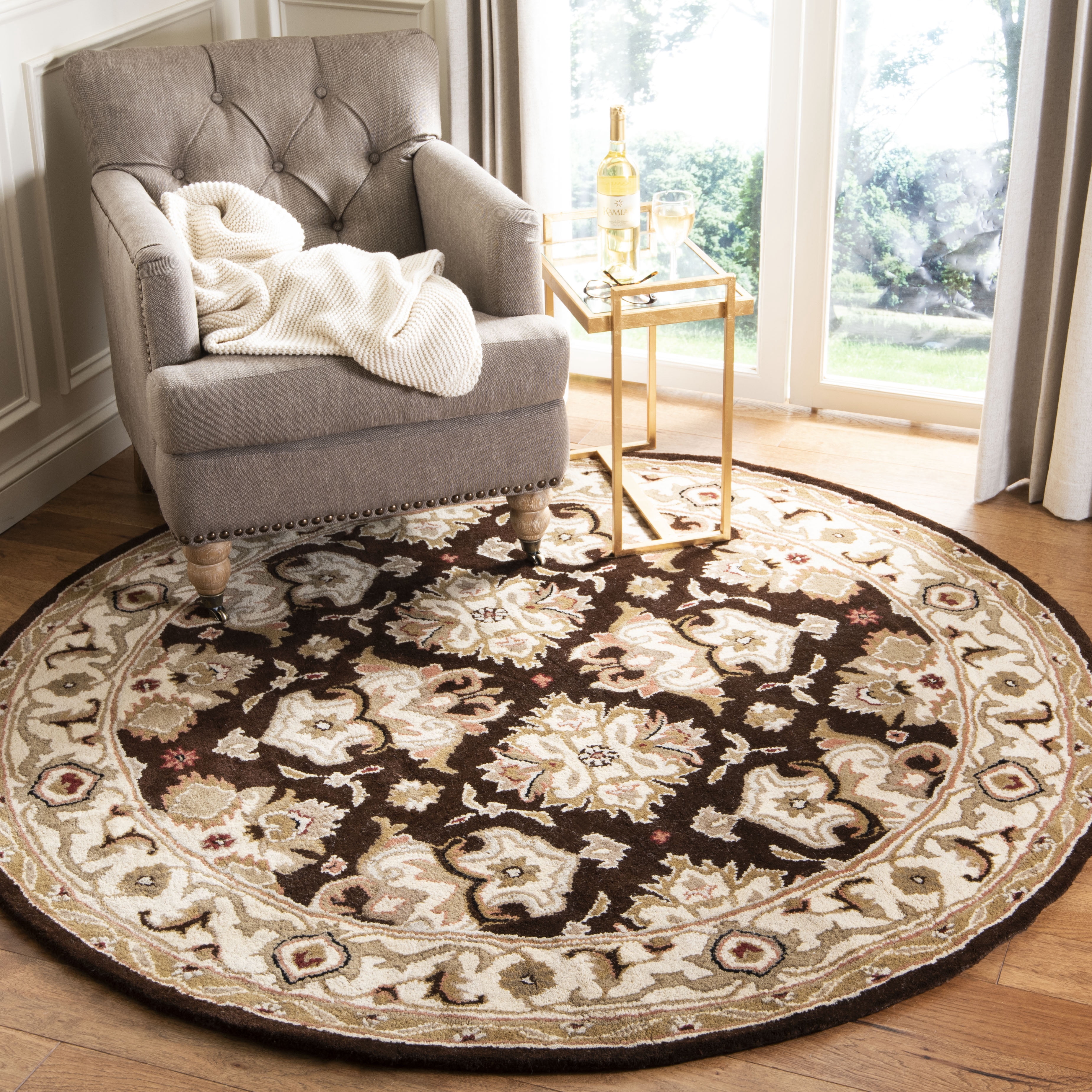 Safavieh Heritage Braganza Oriental Wool Area Rug, Espresso/Ivory, 4'6" x 6'6" Oval