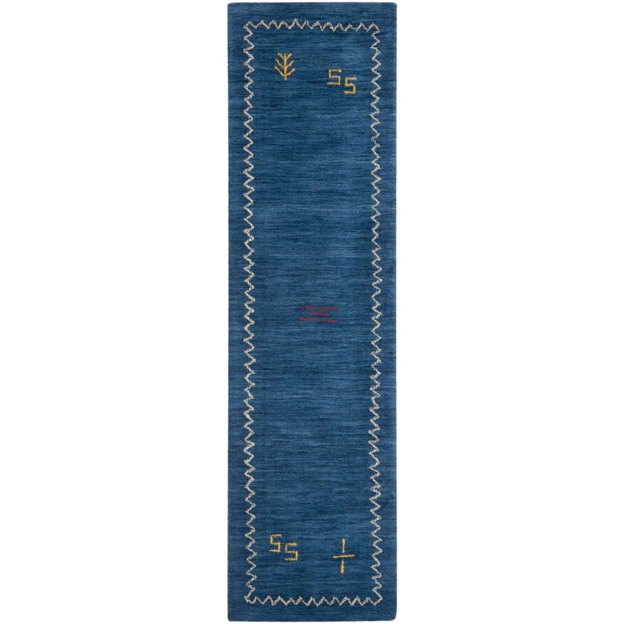 SAFAVIEH Himalaya Yvonne Chevron Bordered Wool Runner Rug, Blue, 2'3" x 10'