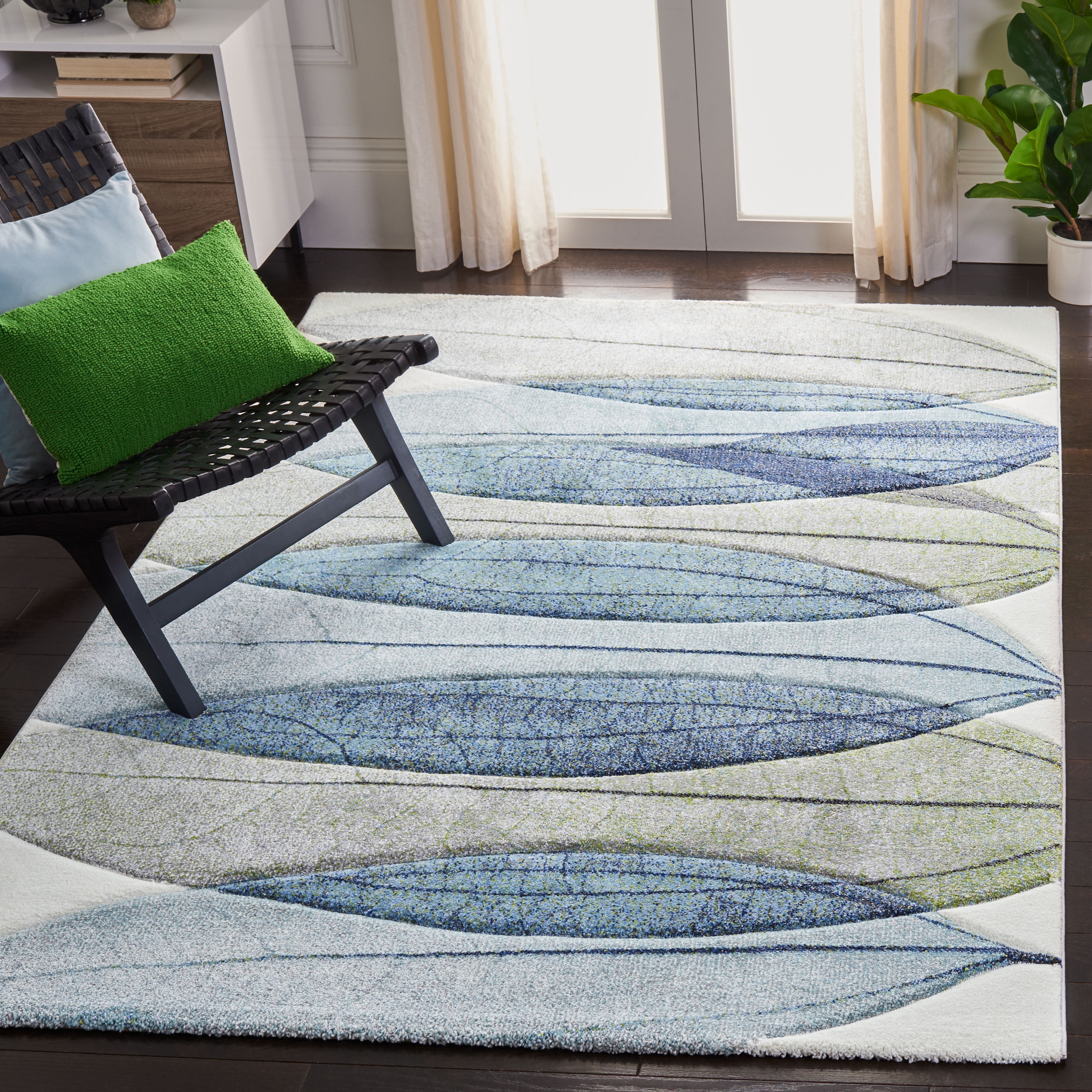 Safavieh Hollywood Dalia Abstract Area Rug, Ivory/Blue Green, 5'3" x 7'6"