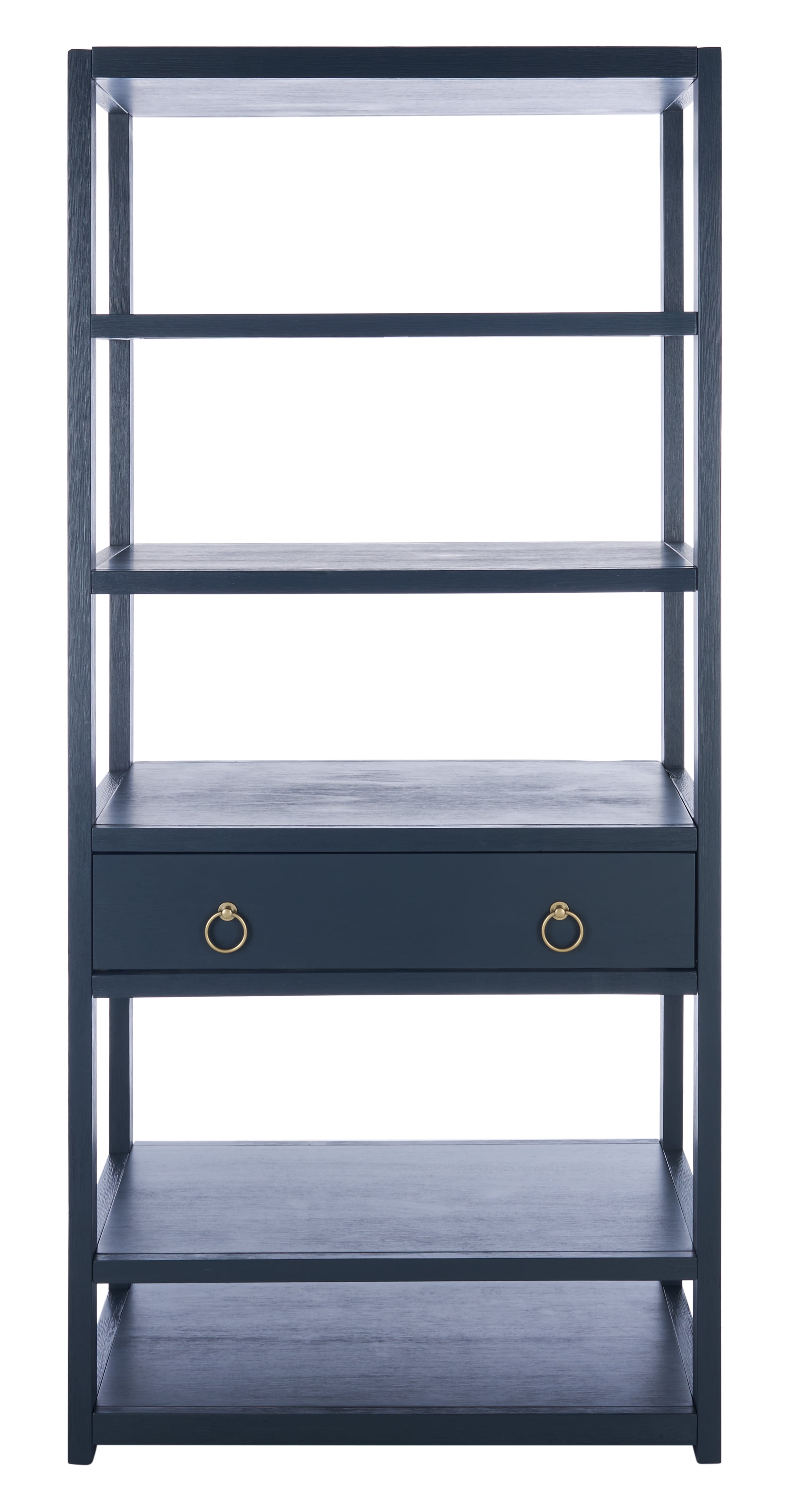 SAFAVIEH Johni Glam Style 1 Drawer 5 Shelf Etagere, Navy (32 in. W x 18 in. D x 70 in. H)