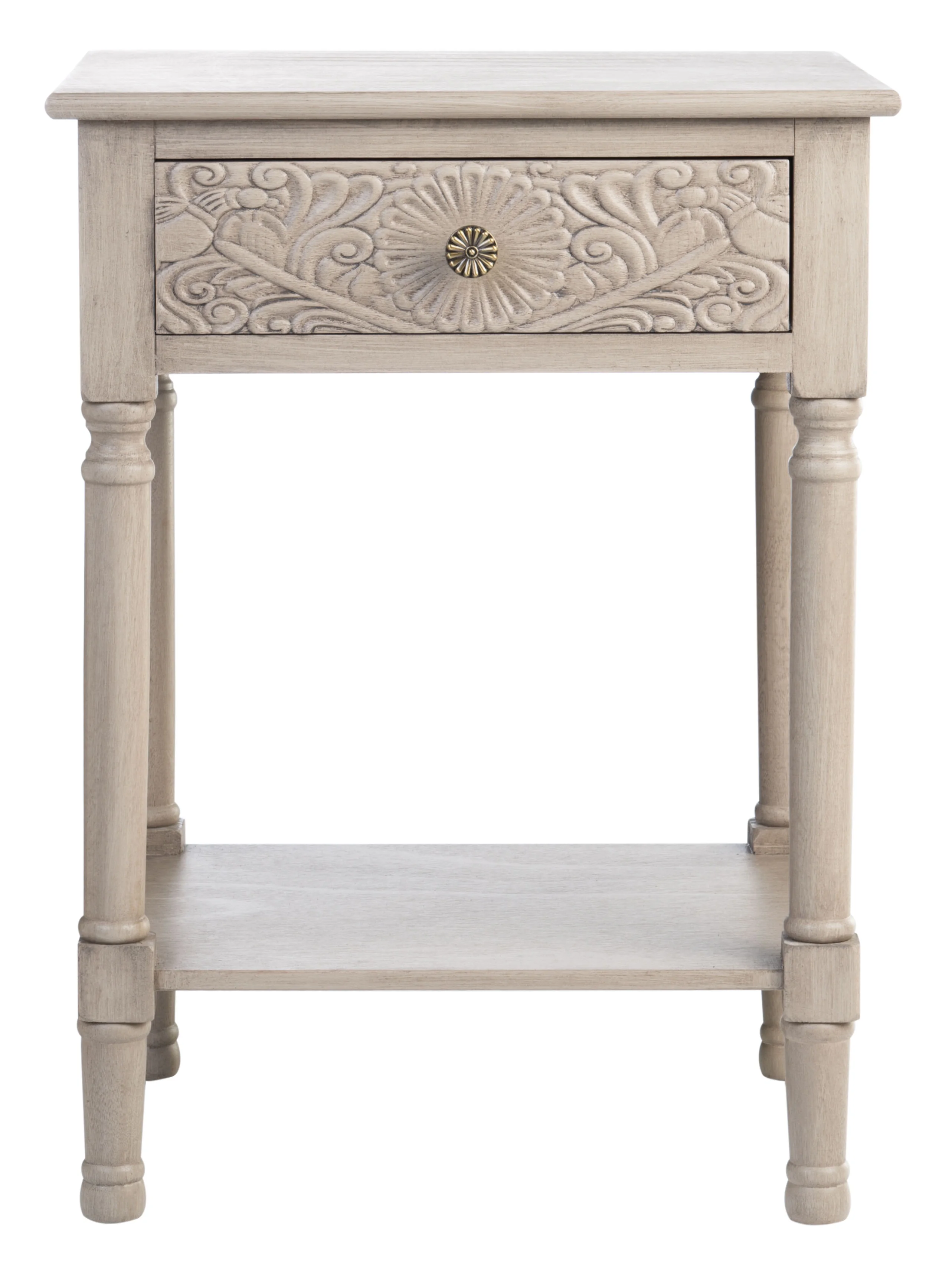 SAFAVIEH Josie French Greige Rectangle Water Based Paint End Table (19 in. W x 15.8 in. D x 26 in. H)