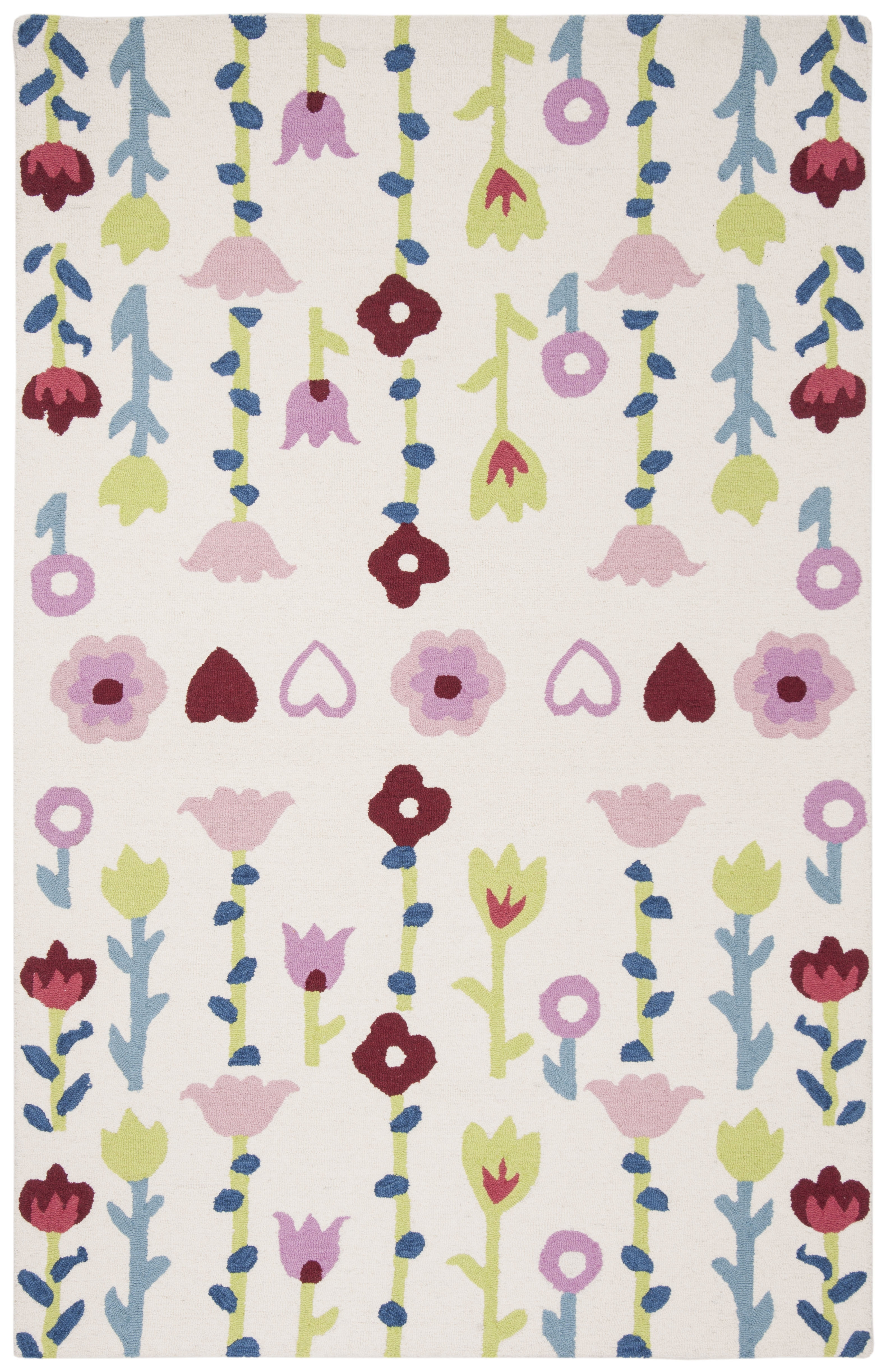 SAFAVIEH Kids Antoinette Floral Wool Area Rug, Ivory/Pink, 3' x 5'