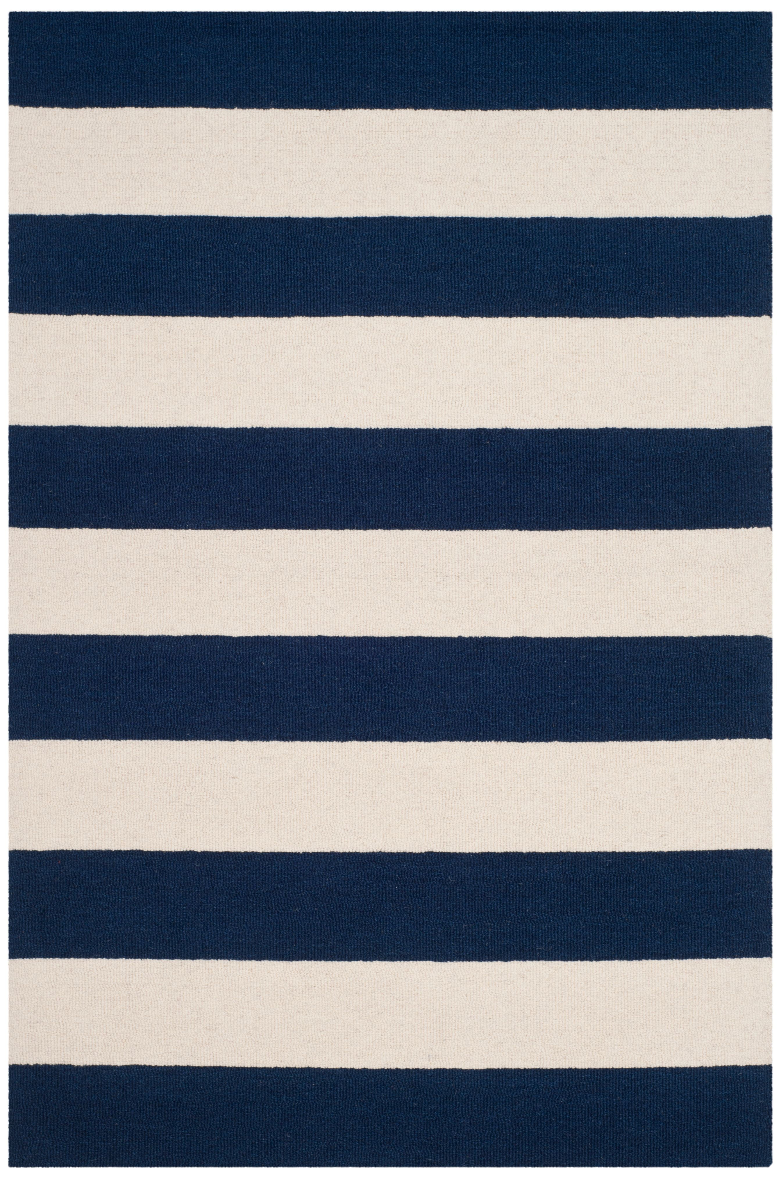 SAFAVIEH Kids Rugby Striped Wool Area Rug, Navy/Ivory, 3' x 5'