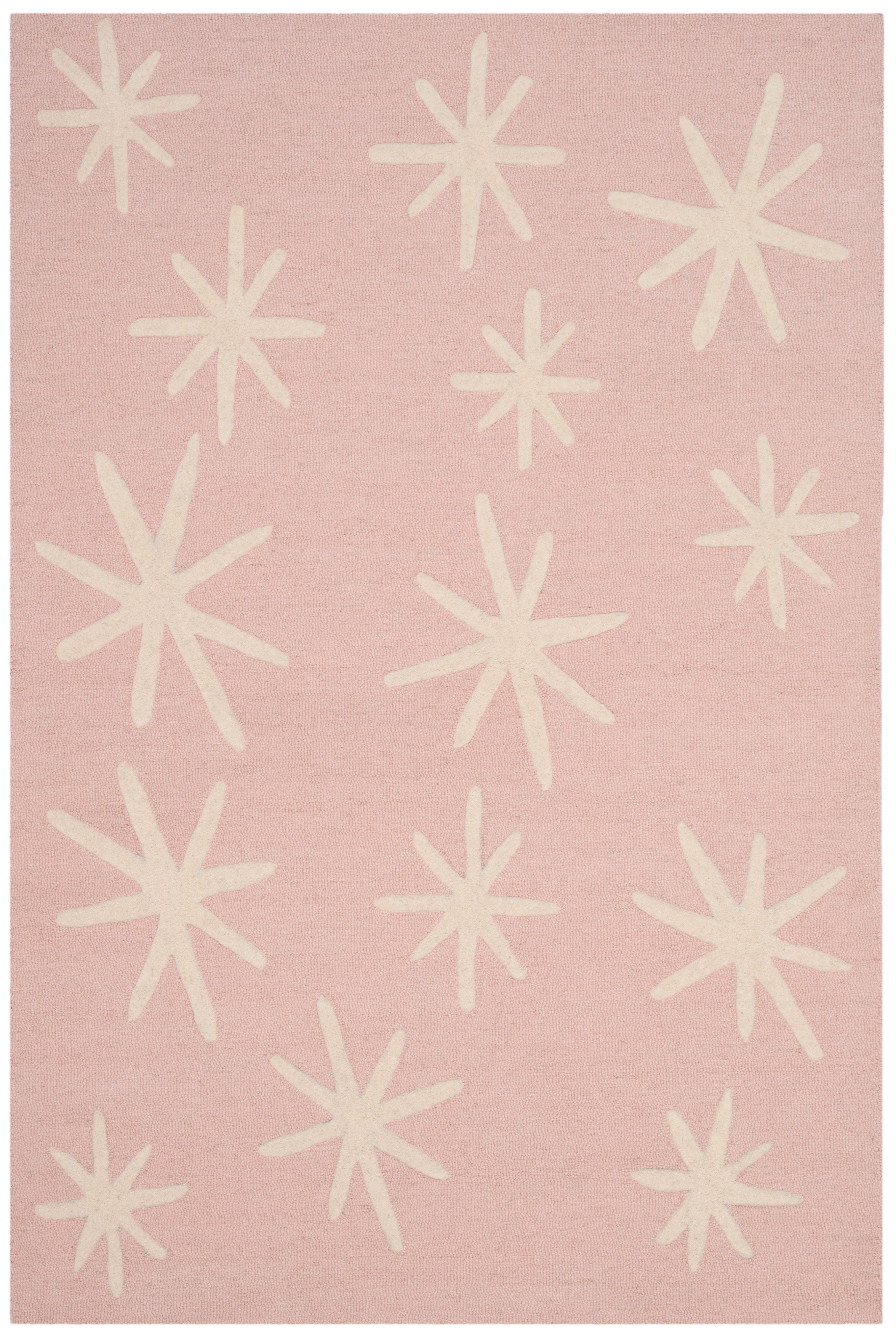 SAFAVIEH Kids Starburst Wool Area Rug, Pink/Ivory, 6' x 9'