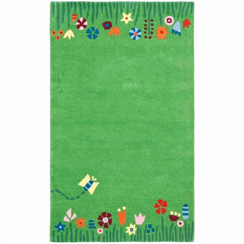 SAFAVIEH Kids Topher Play Grass Area Rug, Green/Multi, 4' x 4' Round