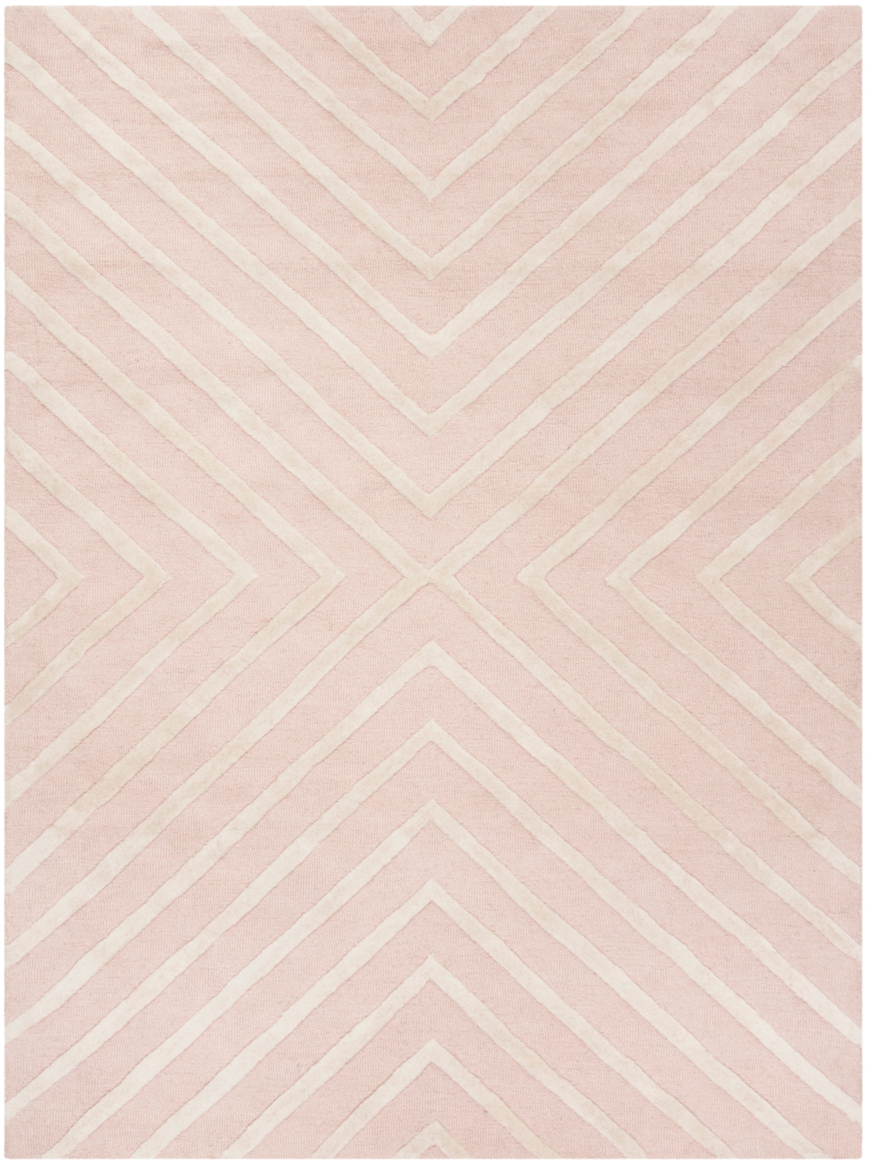SAFAVIEH Kids X Pattern Wool Area Rug, Pink/Ivory, 8' x 10'