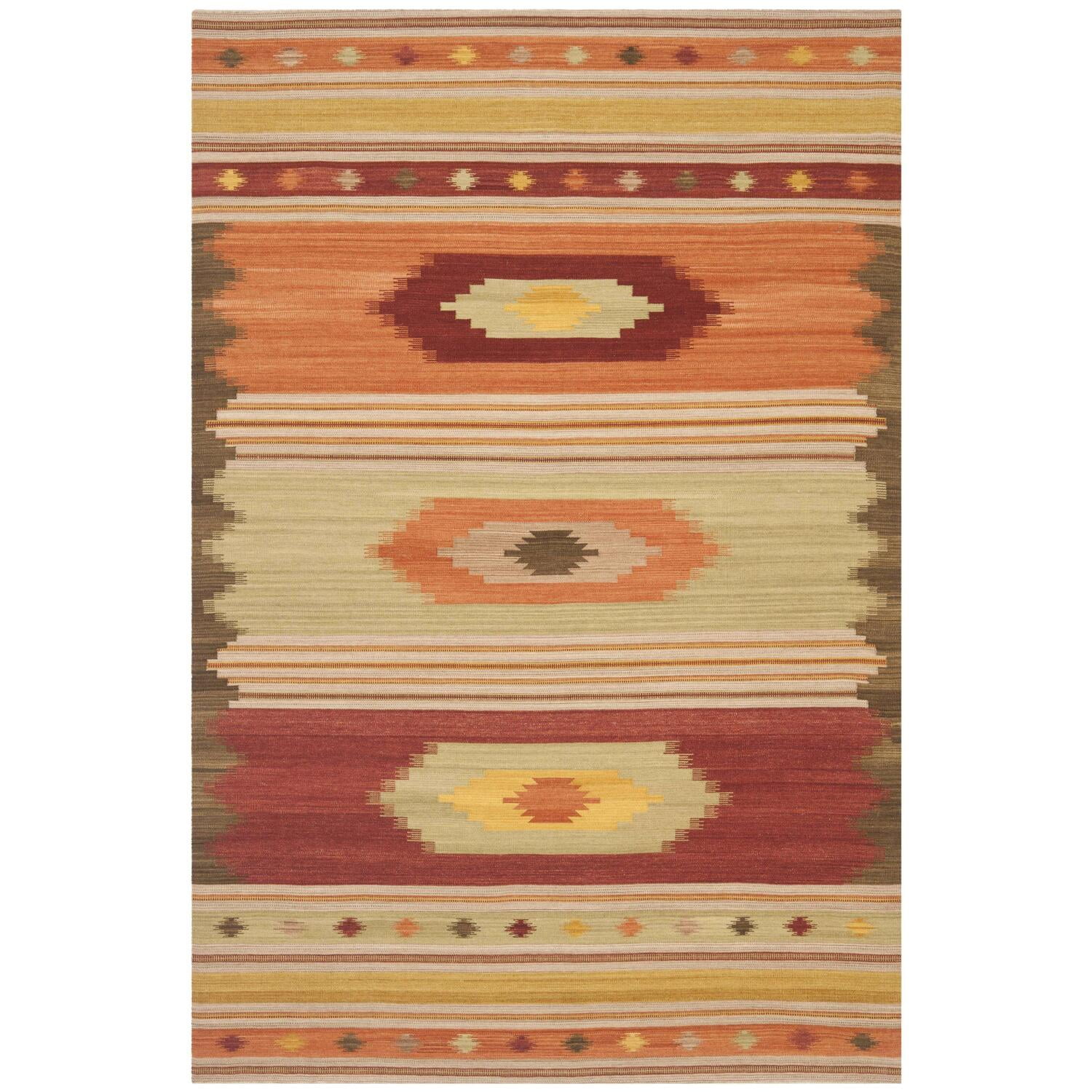 SAFAVIEH Kilim Cabrail Southwestern Wool Area Rug, Brown/Multi, 6' x 9'