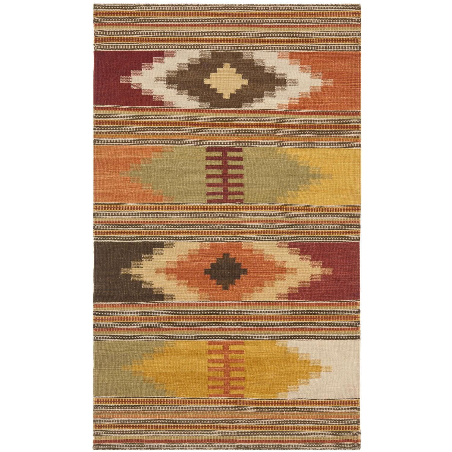 SAFAVIEH Kilim Deemer Southwestern Wool Area Rug, Red/Multi, 3' x 5'