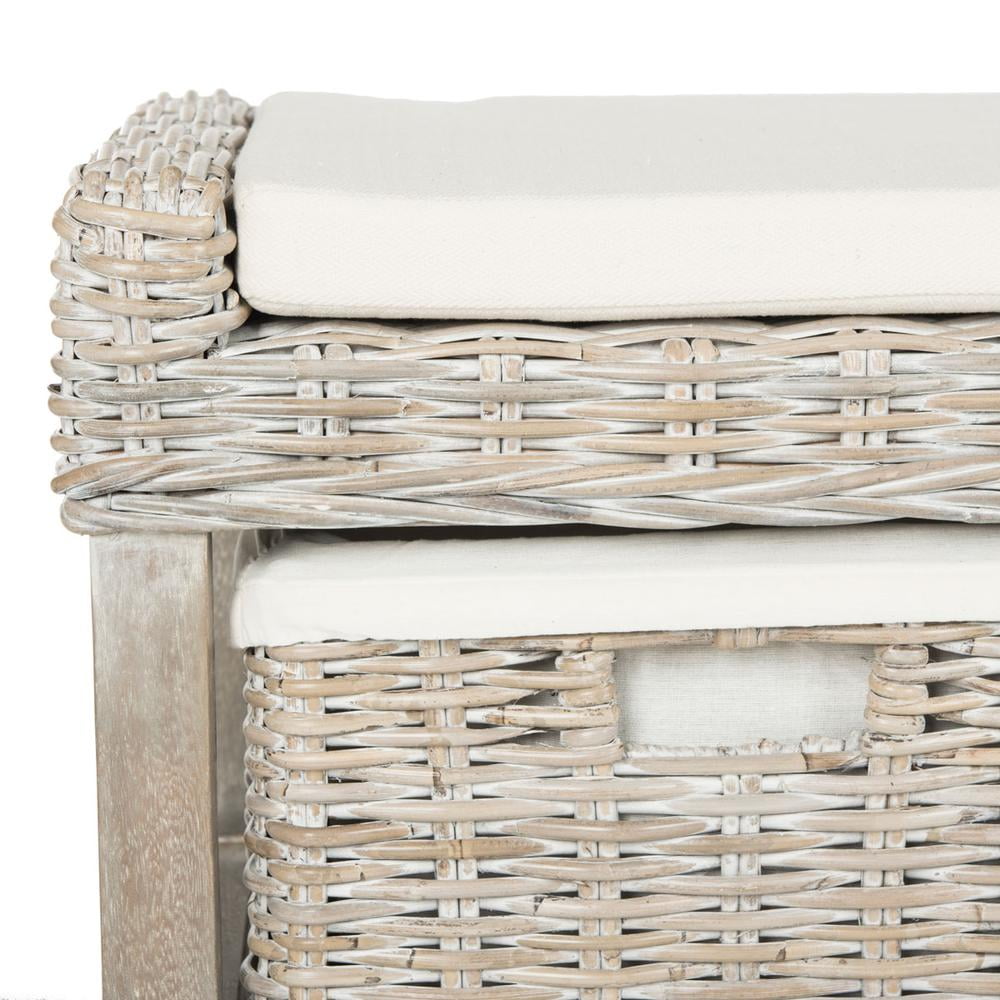 SAFAVIEH Kobutsu Coastal Mango Wood Storage Bench, White