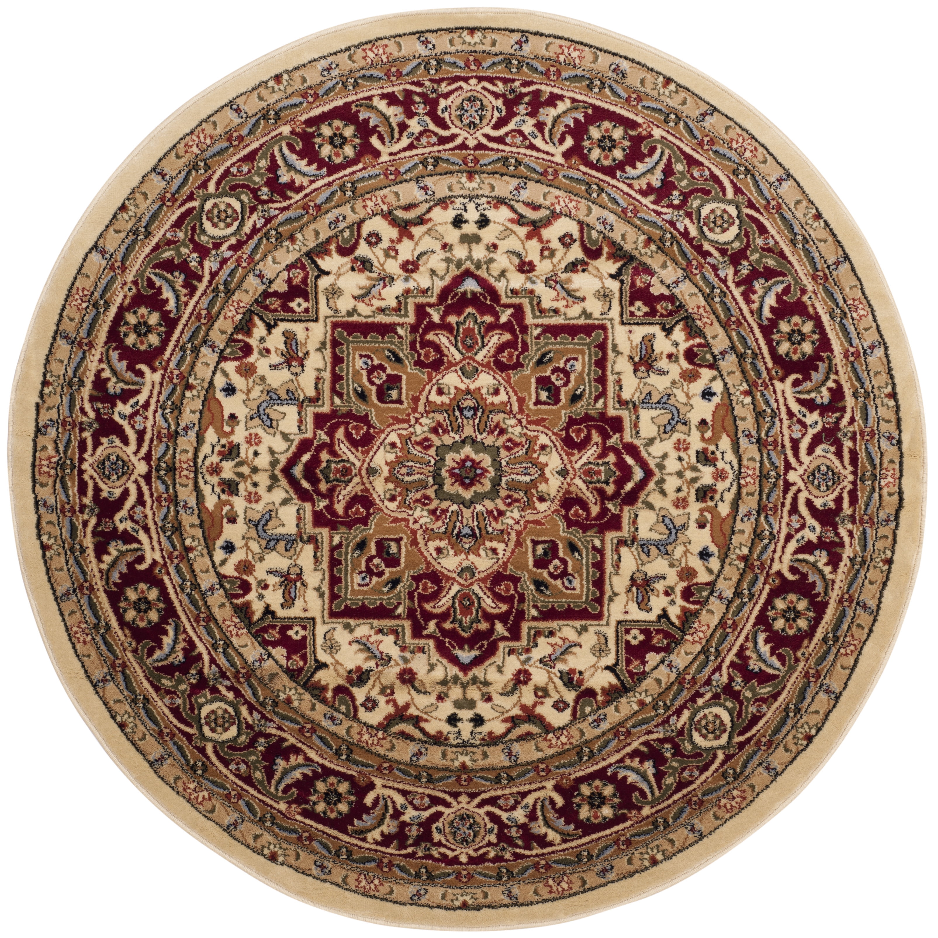 SAFAVIEH Lyndhurst Miranda Floral Area Rug, Ivory/Red, 6' x 6' Round