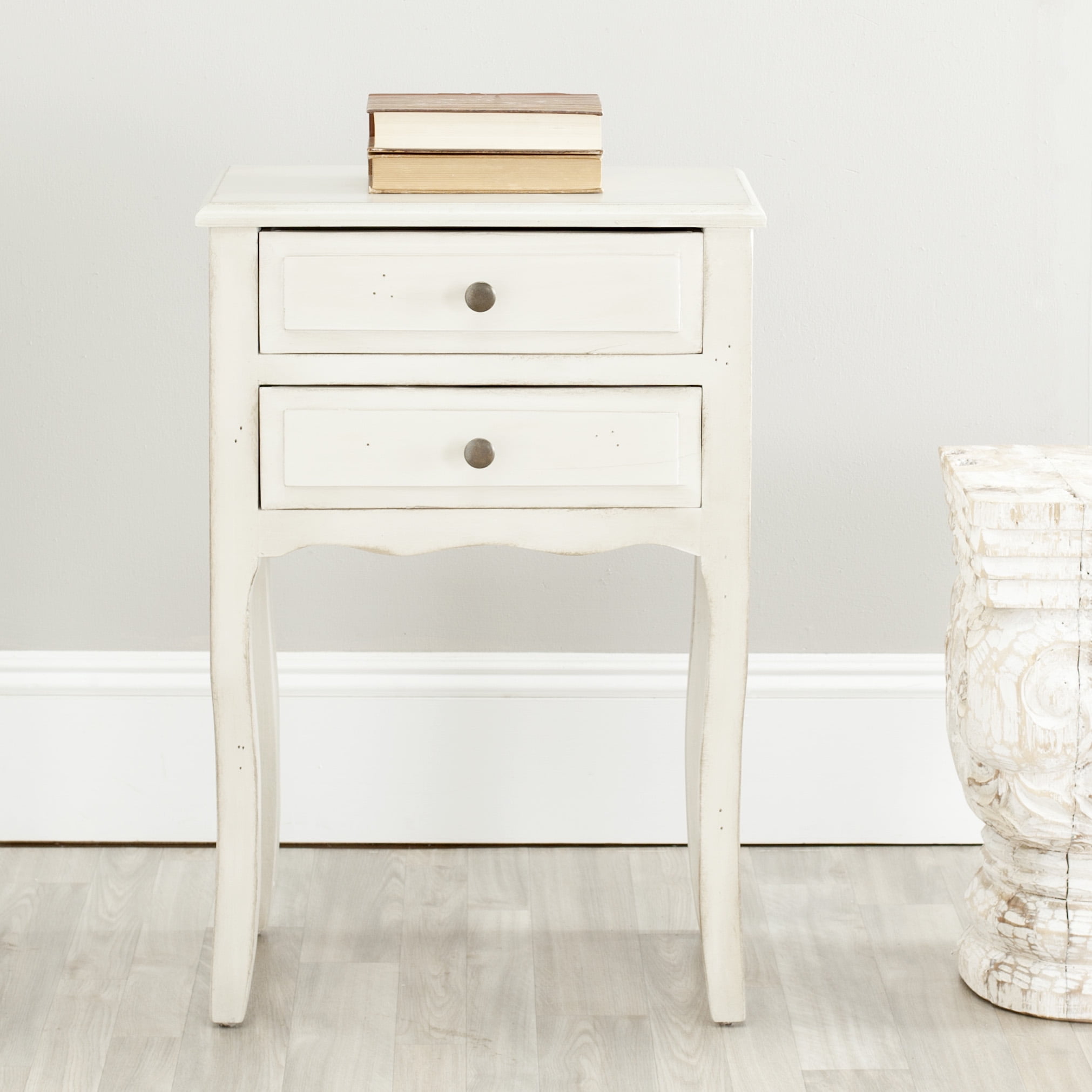 SAFAVIEH Lori Country Nautical End Table w/ 2 Storage Drawers, White