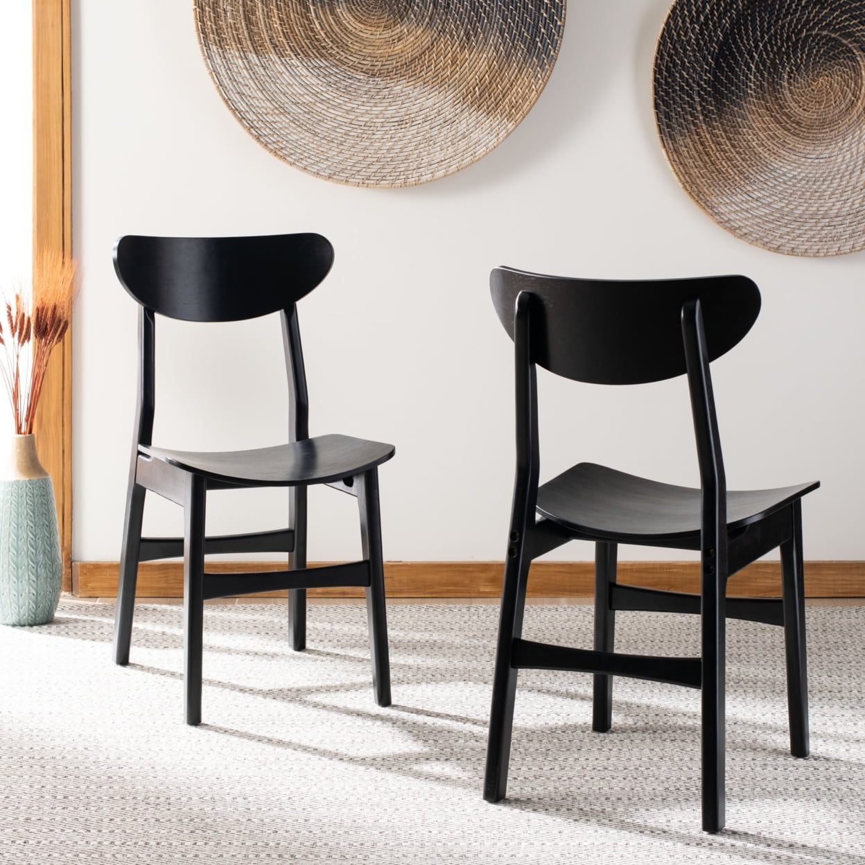 SAFAVIEH Lucca Retro Farmhouse Dining Chair, Black, Set of 2