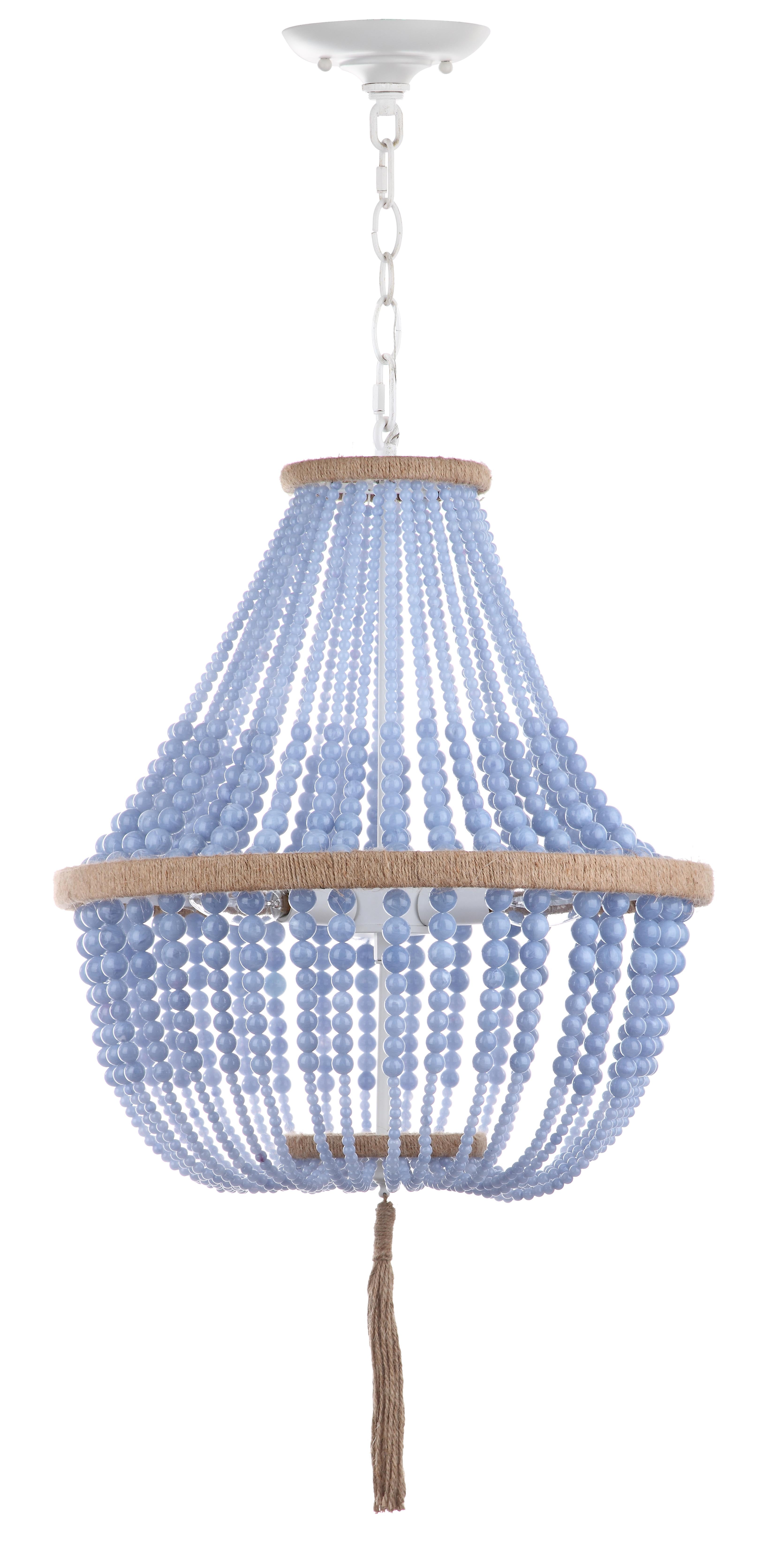 SAFAVIEH Lush Kristi 3 Light 16.5 In. Dia. Beaded Pendant, Blue