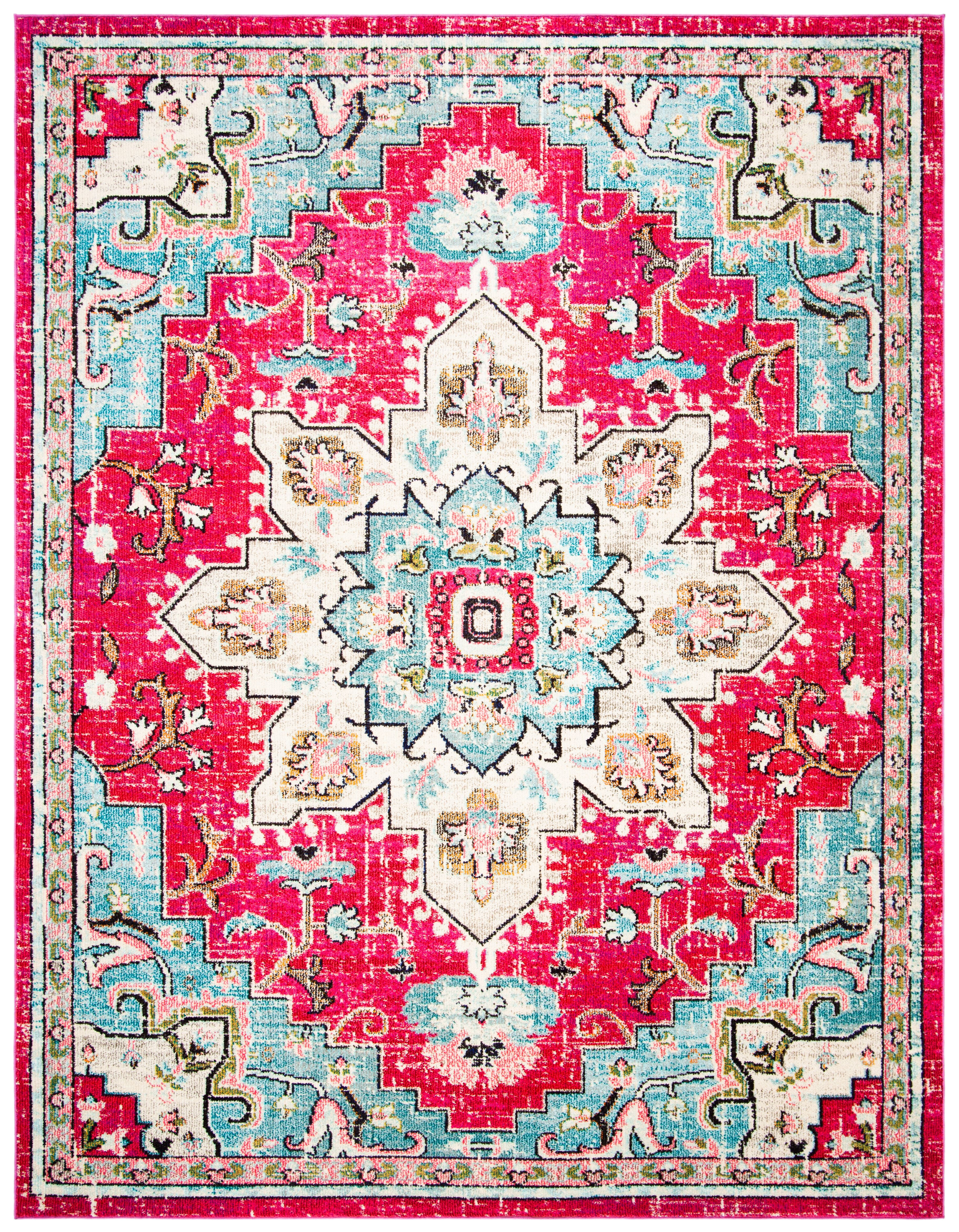 SAFAVIEH Madison Dalia Oriental Area Rug, Fuchsia/Blue, 8' x 10'