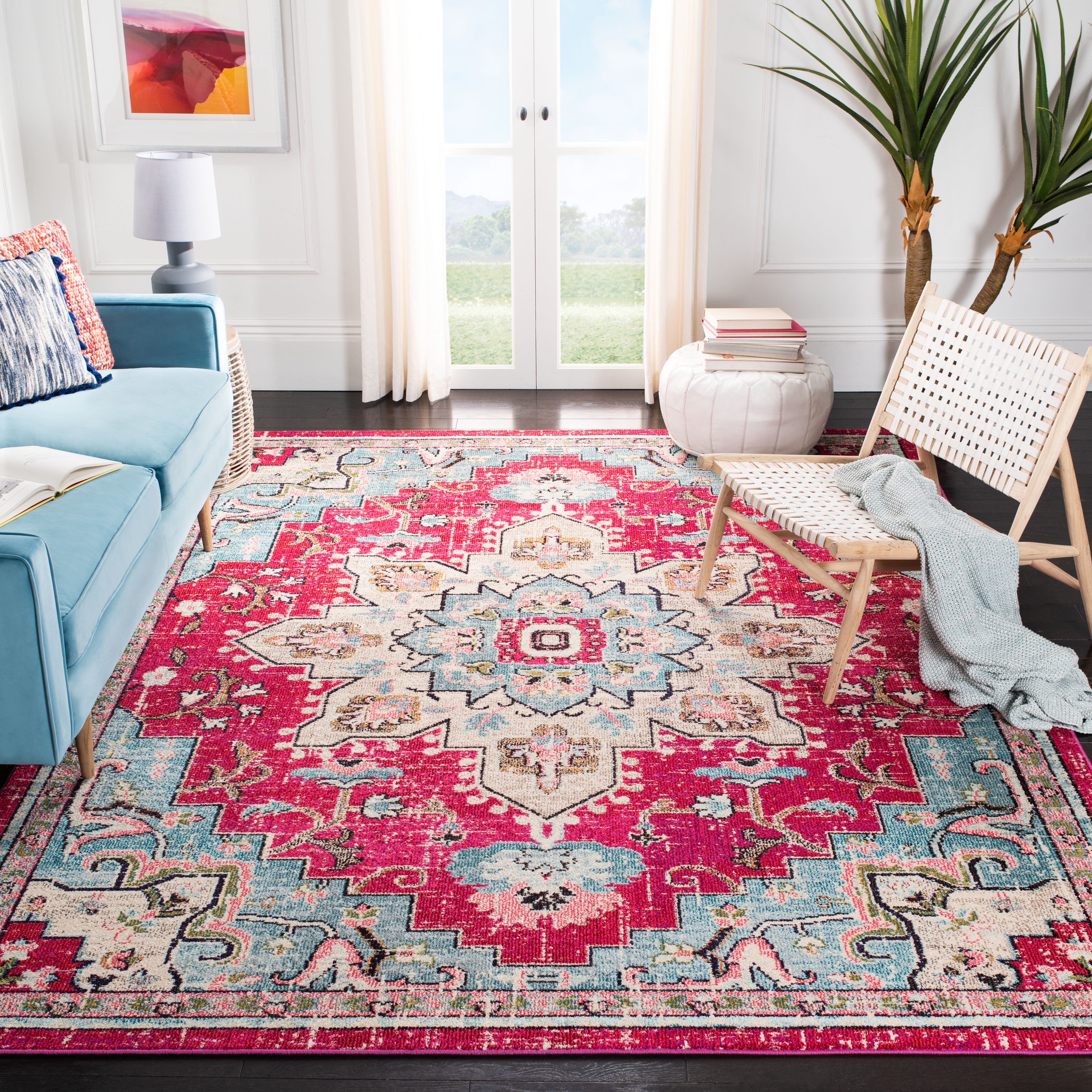 SAFAVIEH Madison Dalia Oriental Area Rug, Fuchsia/Blue, 8' x 10'