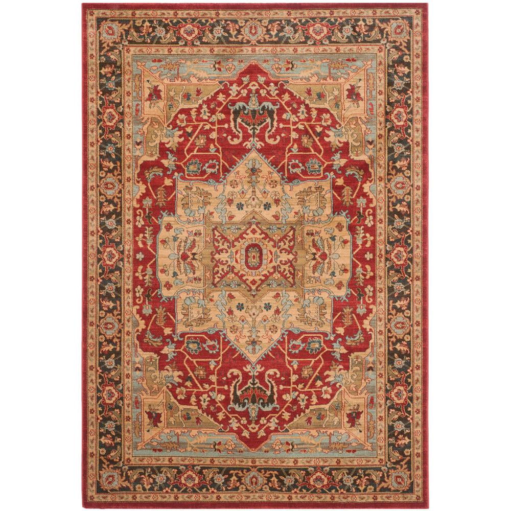 SAFAVIEH Mahal Trecia Oriental Area Rug, Natural/Navy, 6'7" x 9'2"