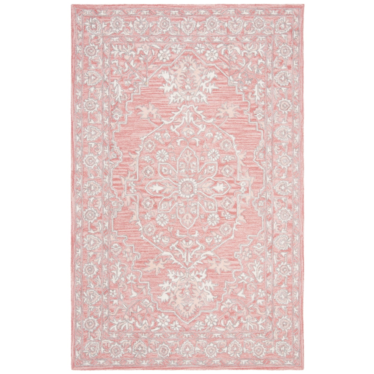 SAFAVIEH Martha Stewart Permin Oriental Bordered Wool Area Rug, Pink/Ivory, 5' x 8'