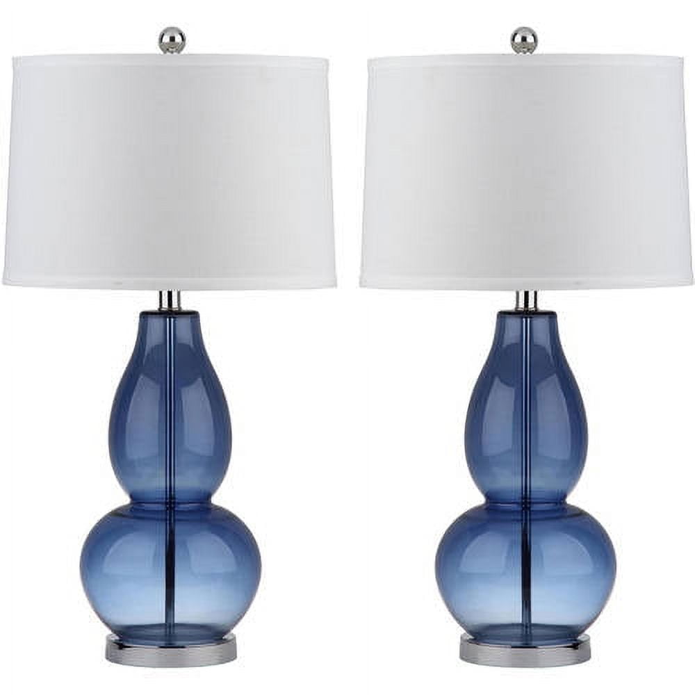 SAFAVIEH Mercurio 28.5 in. H Double Gourd Glass Table Lamp, Blue, Set of 2