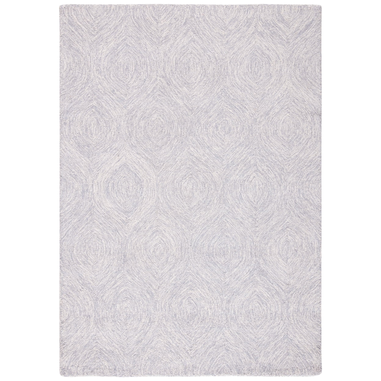 SAFAVIEH Micro-Loop Catrine Abstract Ogee Wool Area Rug, Silver/Ivory, 4' x 6'