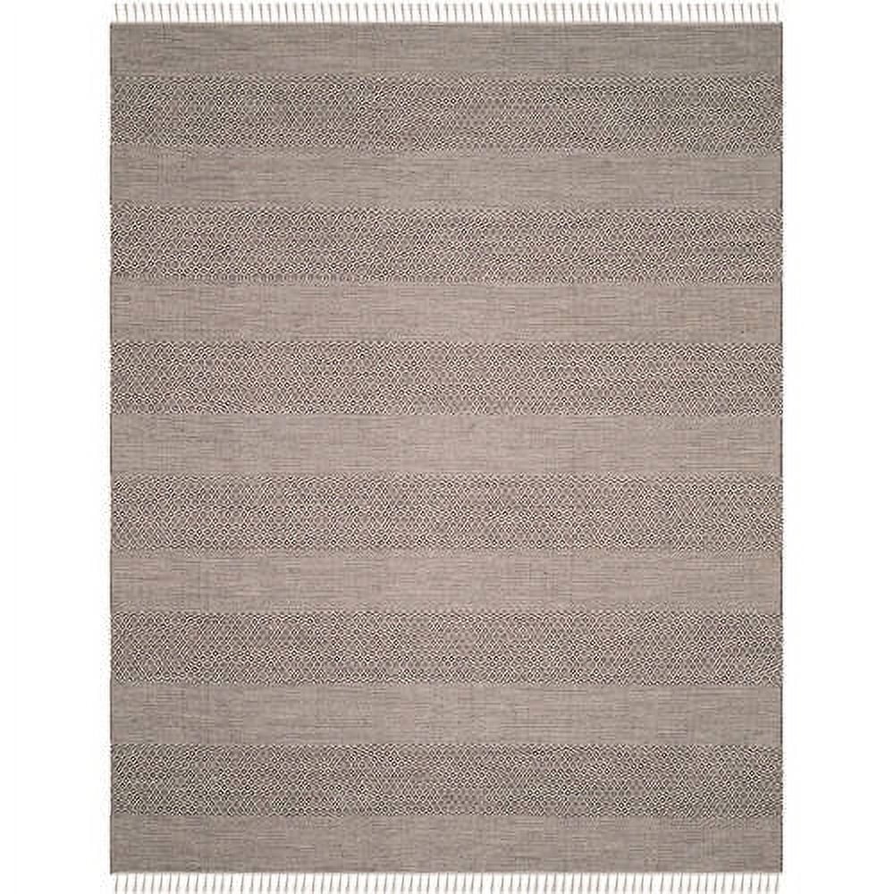 SAFAVIEH Montauk Karlene Geometric Striped Cotton Area Rug, Ivory/Anthracite, 5' x 8'