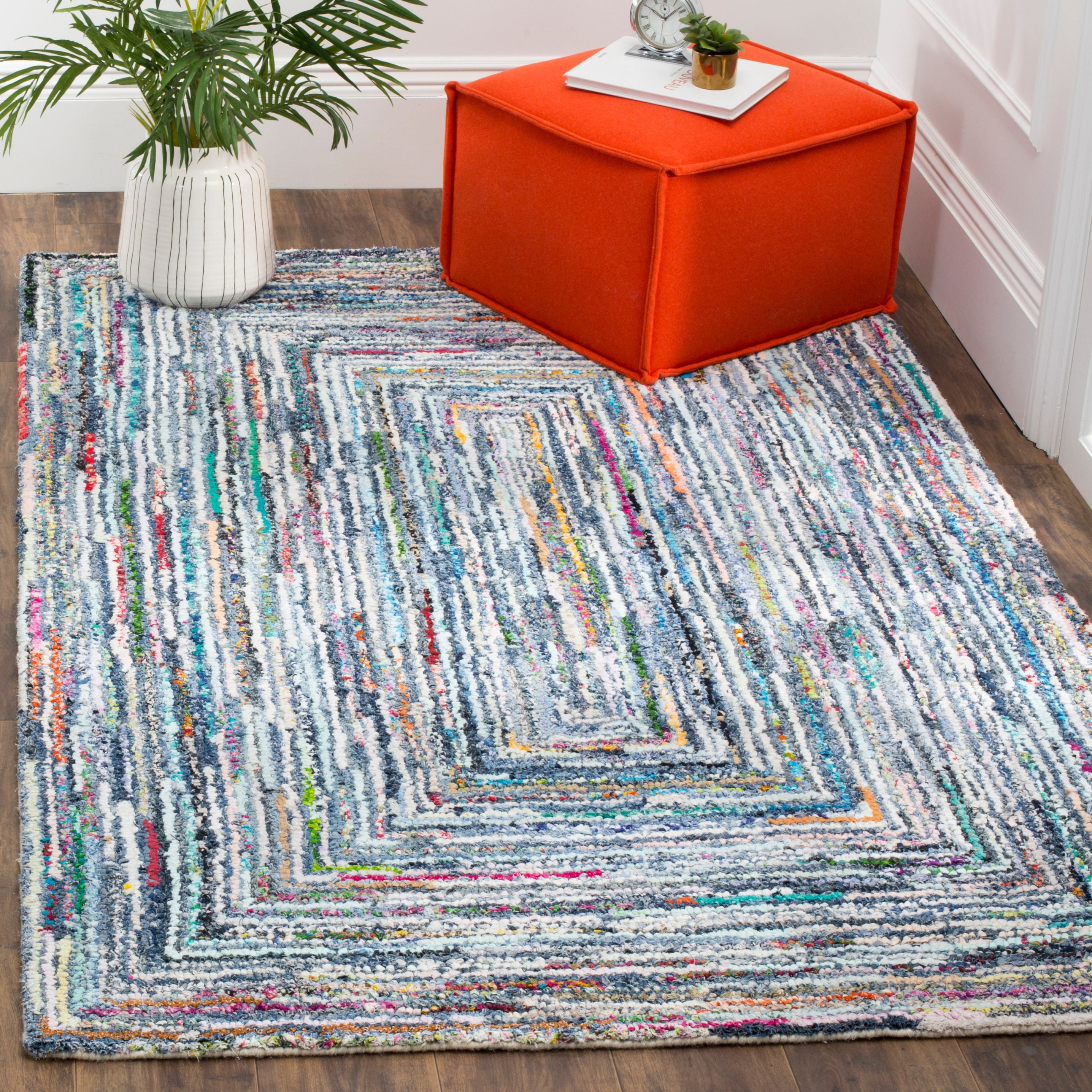 SAFAVIEH Nantucket Sampson Geometric Cotton Area Rug, Multi, 4' x 6'
