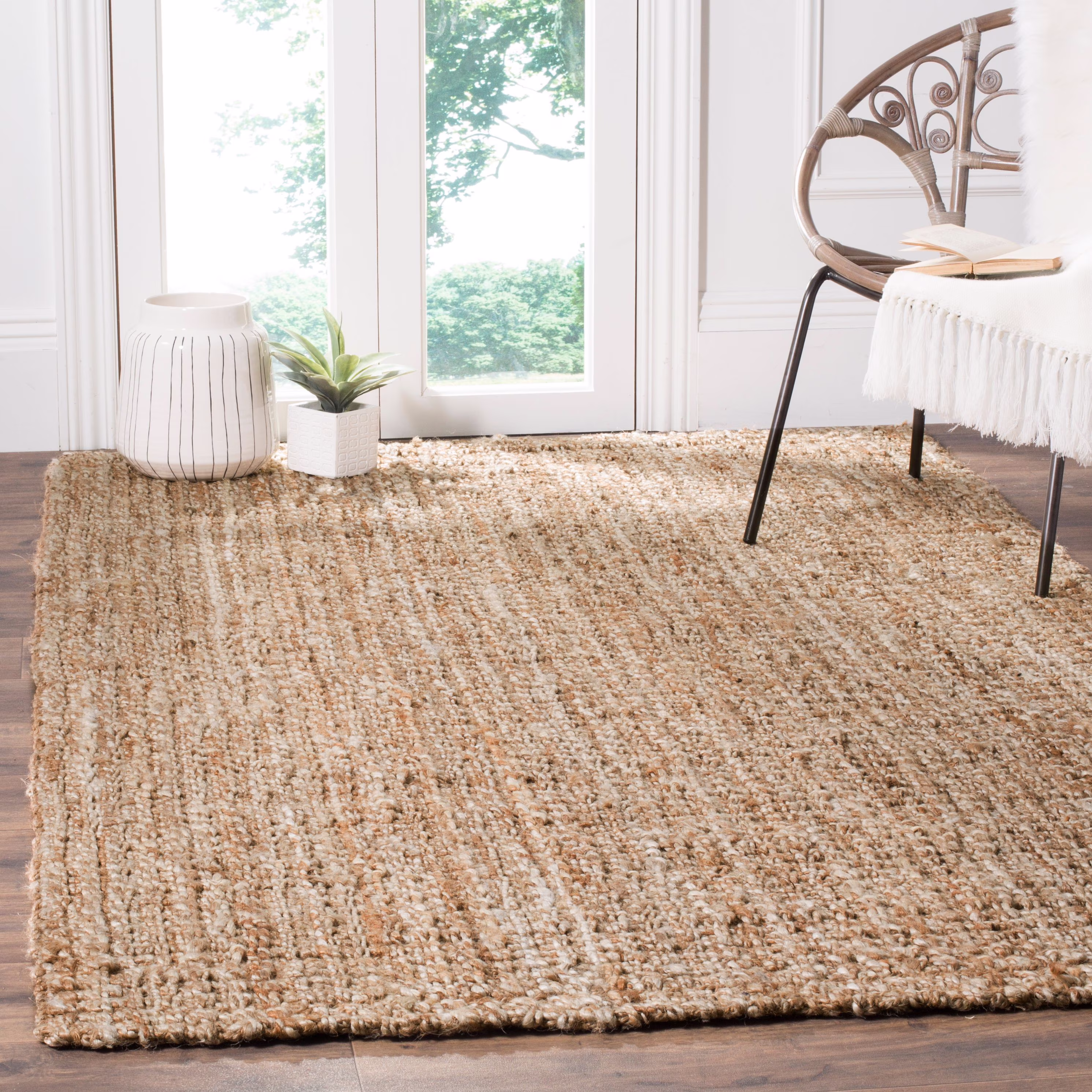 SAFAVIEH Natural Fiber Crispin Braided Jute Area Rug, Natural, 6' x 6' Square