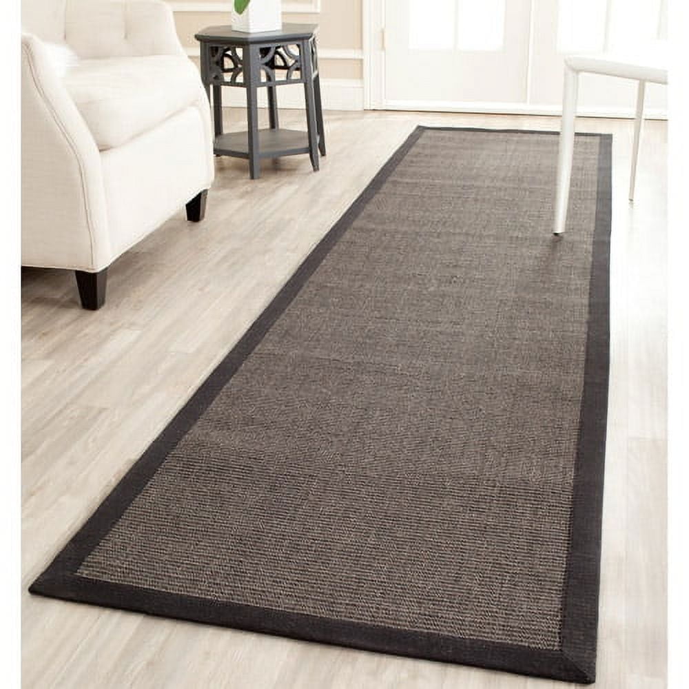 SAFAVIEH Natural Fiber Forrester Border Sisal Runner Rug, Charcoal, 2'6" x 10'