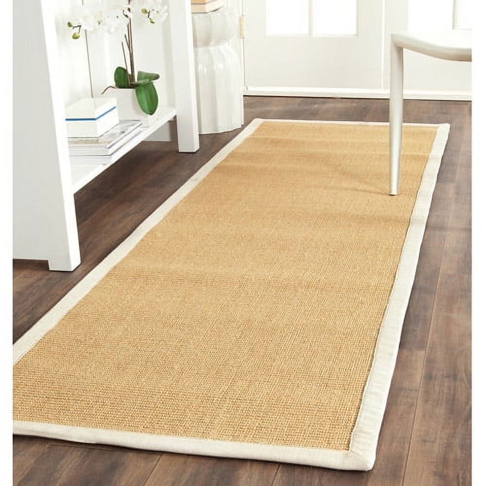 SAFAVIEH Natural Fiber Forrester Border Sisal Runner Rug, Maize/Wheat, 2'6" x 8'
