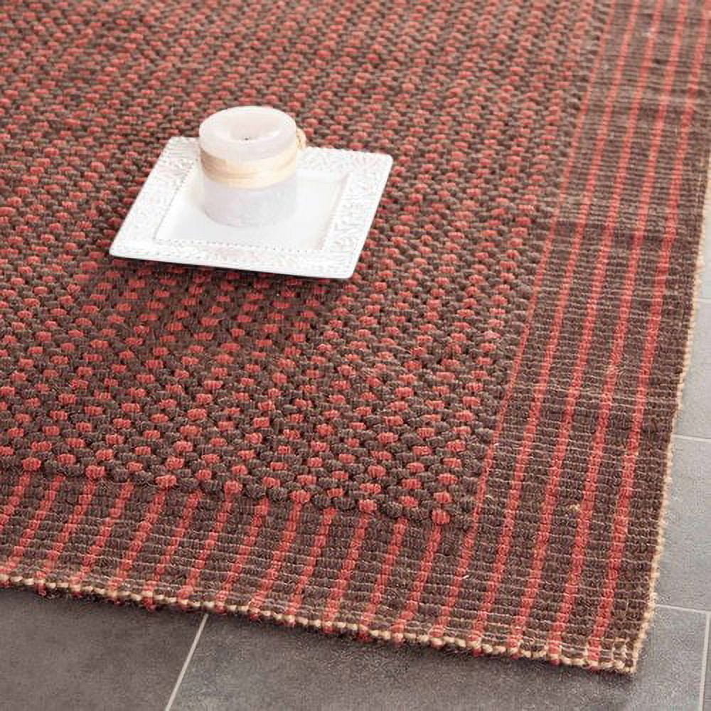 SAFAVIEH Natural Fiber Kathleen Border Jute Area Rug, Brown/Rust, 4' x 6'
