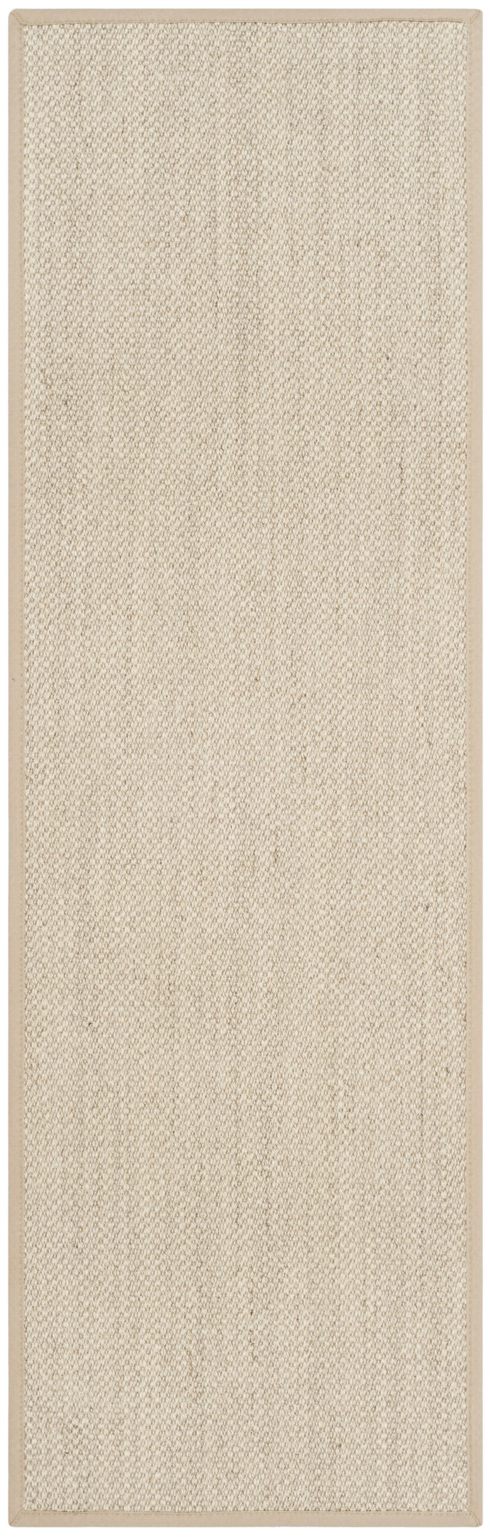 SAFAVIEH Natural Fiber Kentigern Border Seagrass Runner Rug, Marble/Linen, 2'6" x 20'