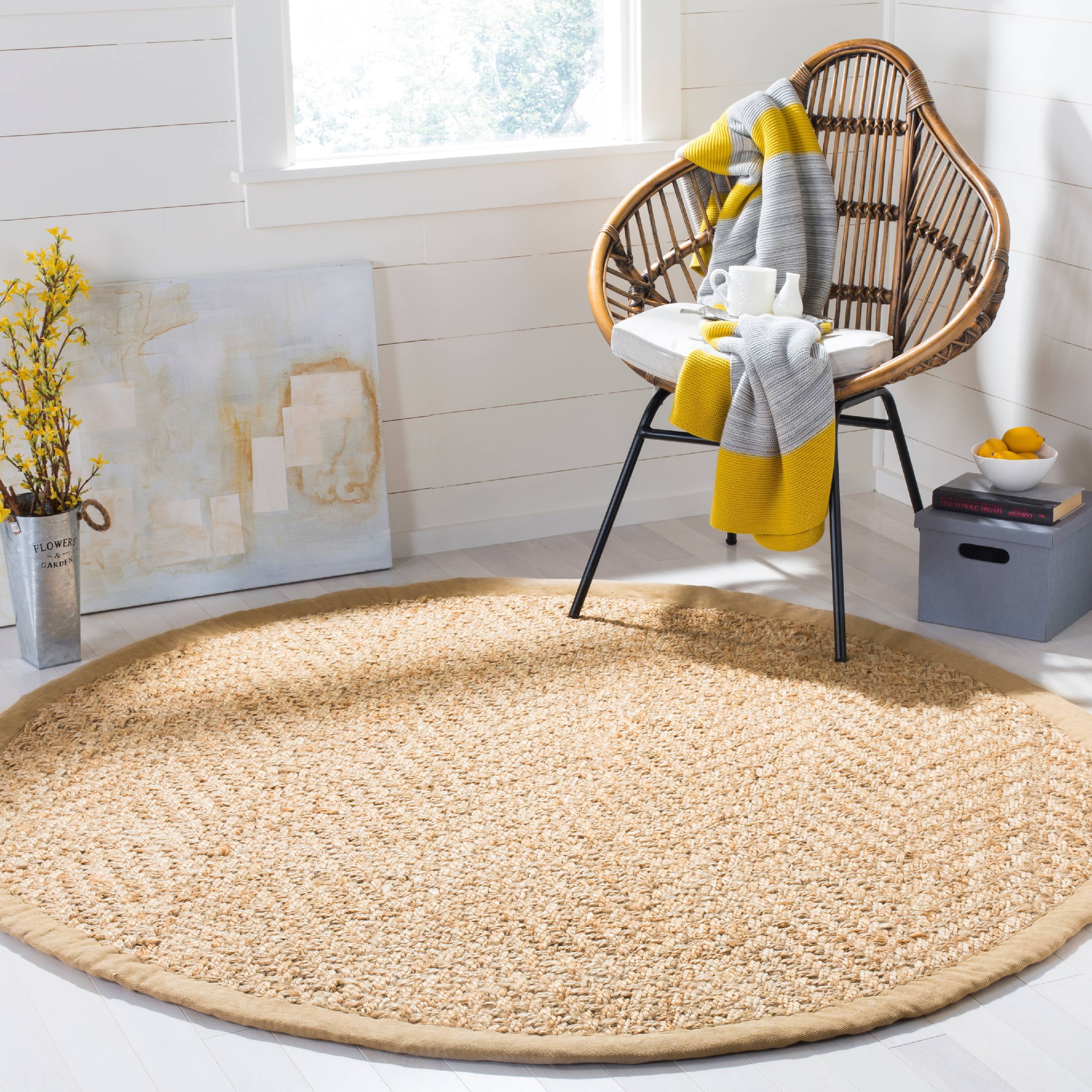 SAFAVIEH Natural Fiber Xavier Braided Jute Area Rug, Natural, 8' x 8' Round