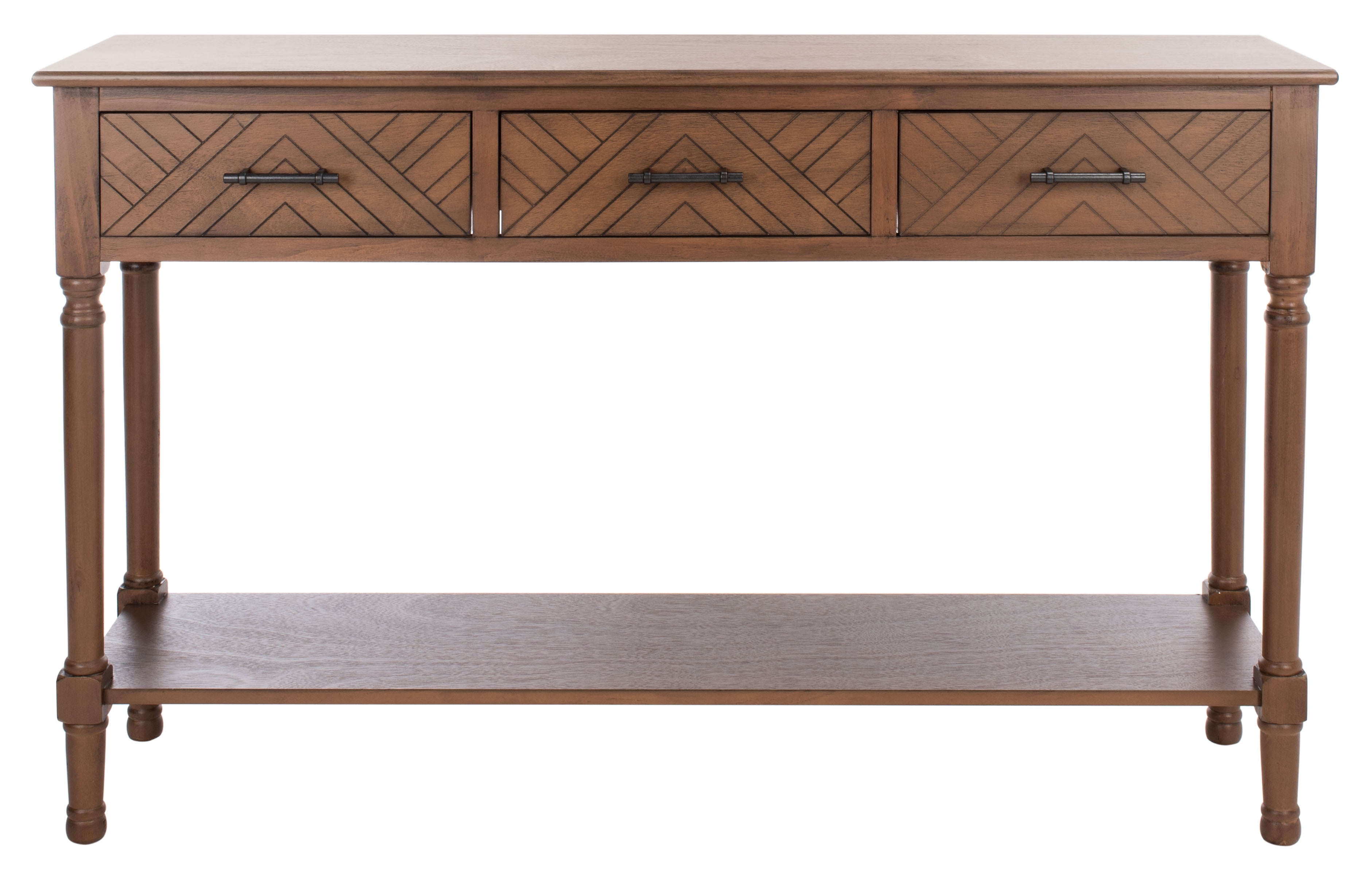 SAFAVIEH Peyton French Brown Wood Console Table with Drawer (47.3 in. W x 13 in. D x 29.5 in. H)