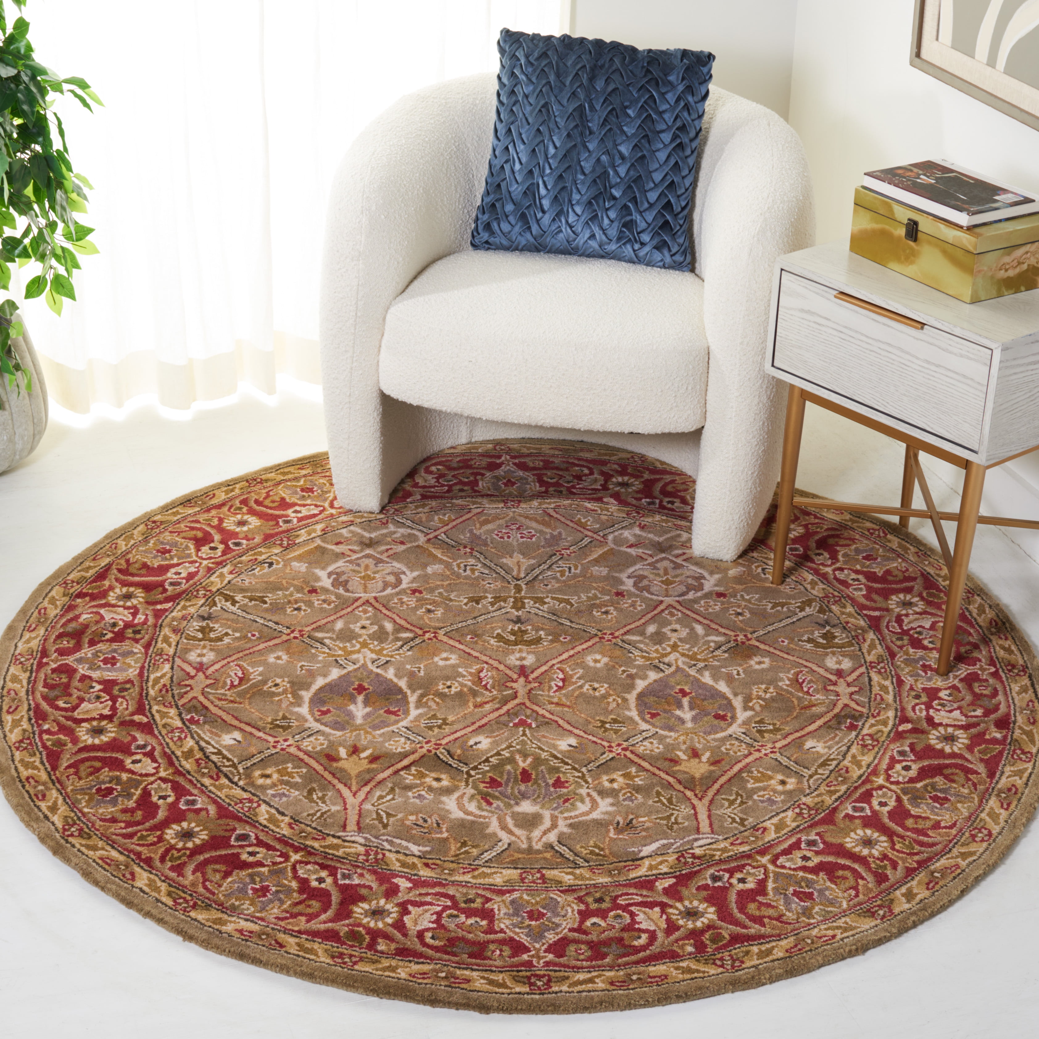 SAFAVIEH Persian Legend Adrian Oriental Area Rug, Light Green/Rust, 6' x 6' Round