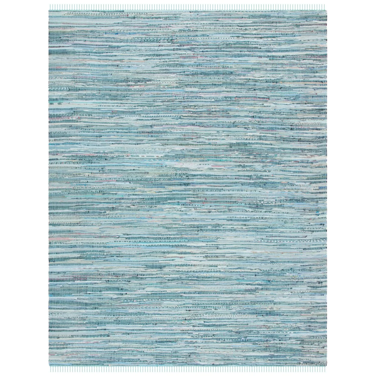 SAFAVIEH Rag Candis Striped Cotton Area Rug, Turquoise/Multi, 8' x 10'