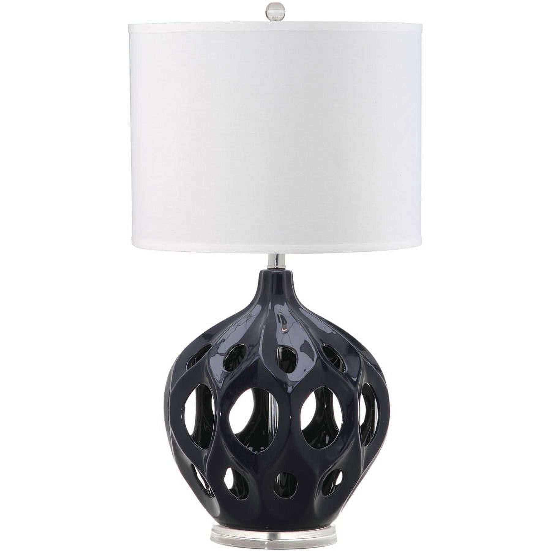 SAFAVIEH Regina 29 in. H Ceramic Solid Retro Table Lamp, Navy
