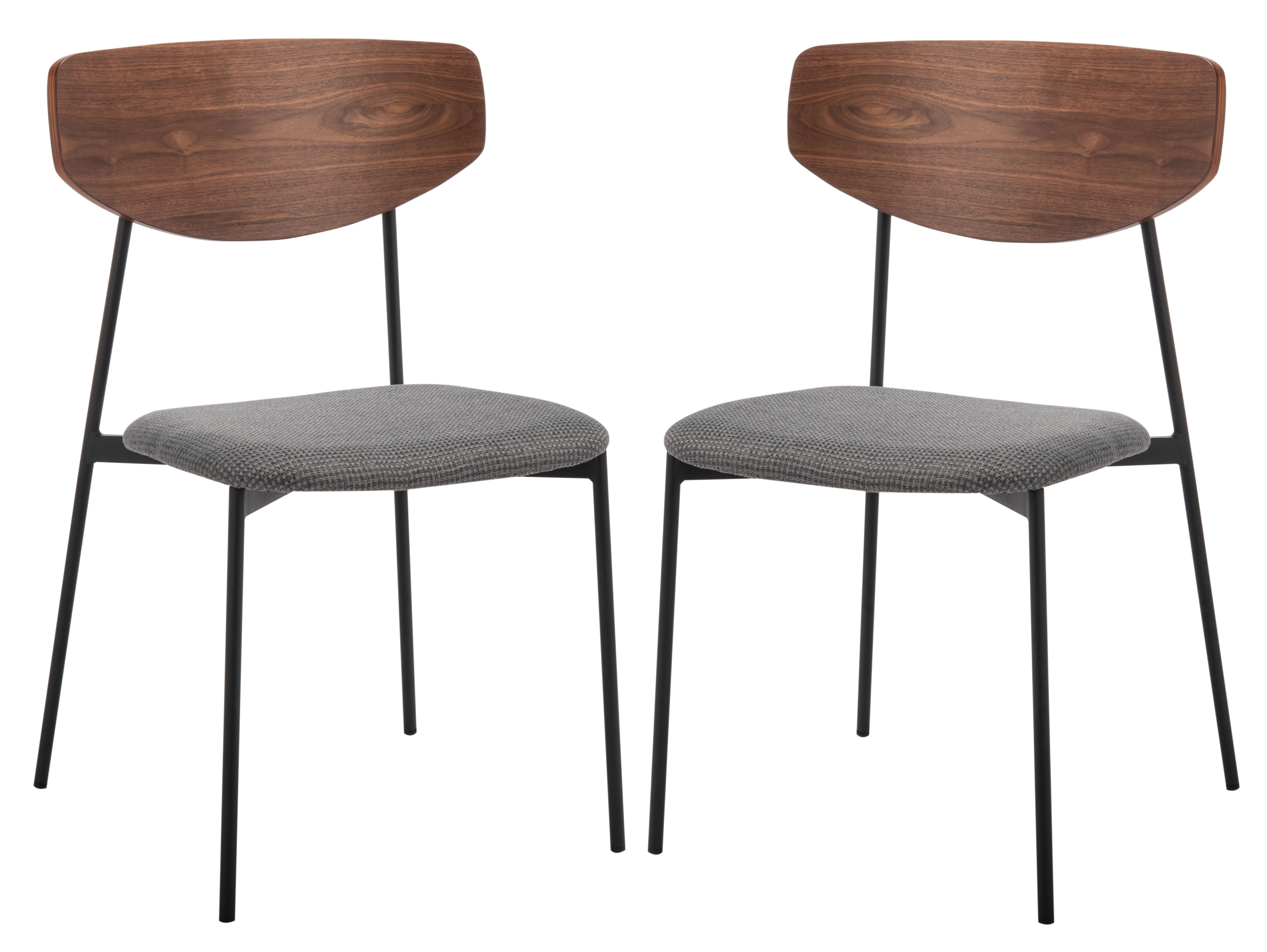 SAFAVIEH Ryker Modern Dining Chair, Walnut/Grey, Set of 2 (20 in. W x 18.8 in. D x 32.5 in. H)