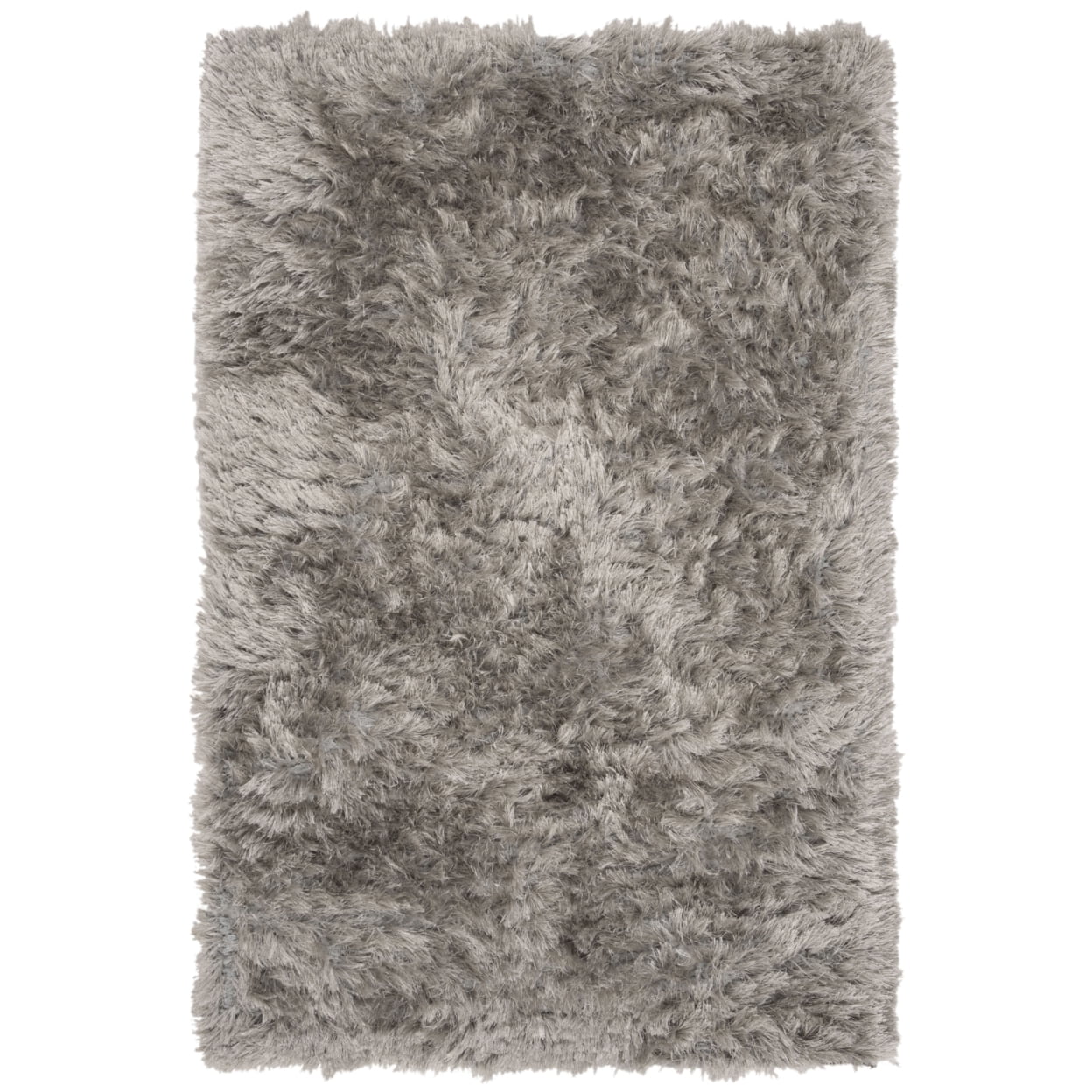 SAFAVIEH Riviera Comgan Solid Plush Polyester Shag Area Rug, Silver, 3' x 5'
